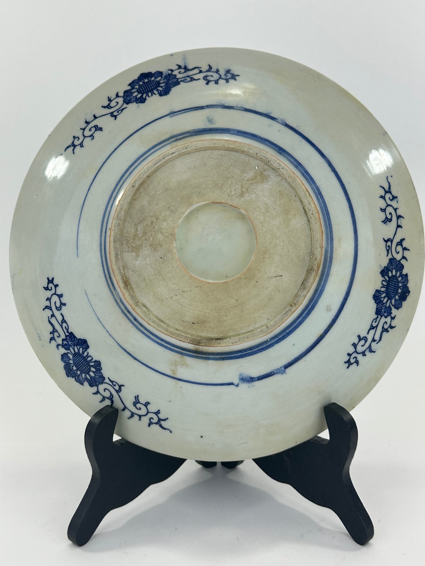 Antique Japanese Late Edo Period 19th Century Imari Ceramic Plate Blue & White 10"