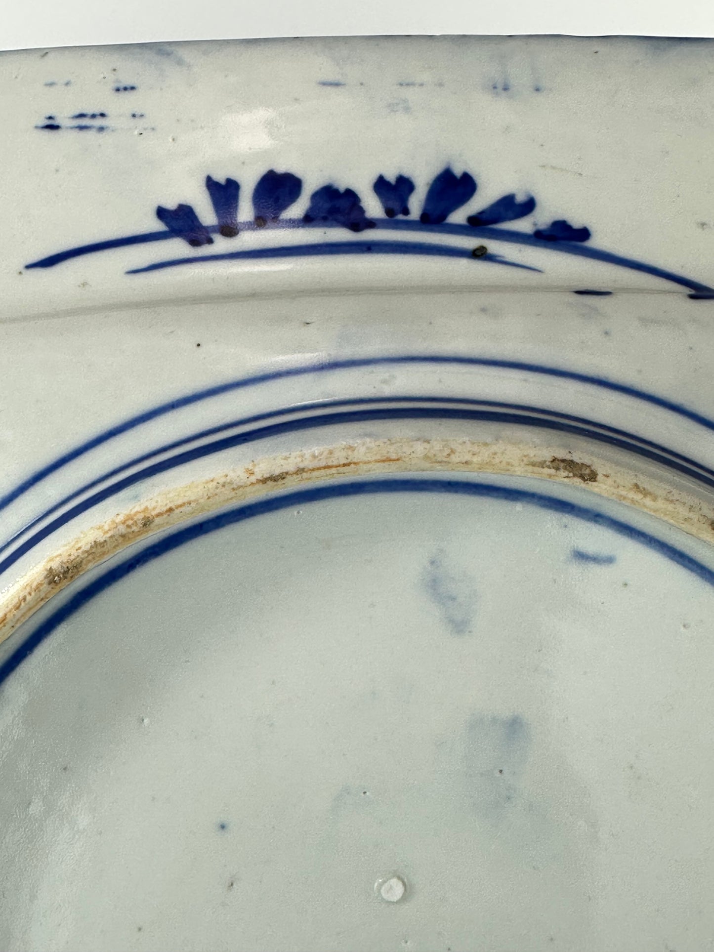 Antique Japanese 19th Century Imari Octagonal Blue & White Landscape Plate 12.5"W