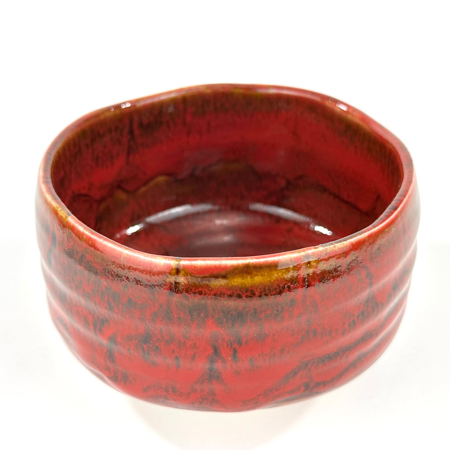 Japanese Handmade Mino Ware Chawan Matcha Tea Bowl Beni Tengu Crimson Red Glaze NEW 5"