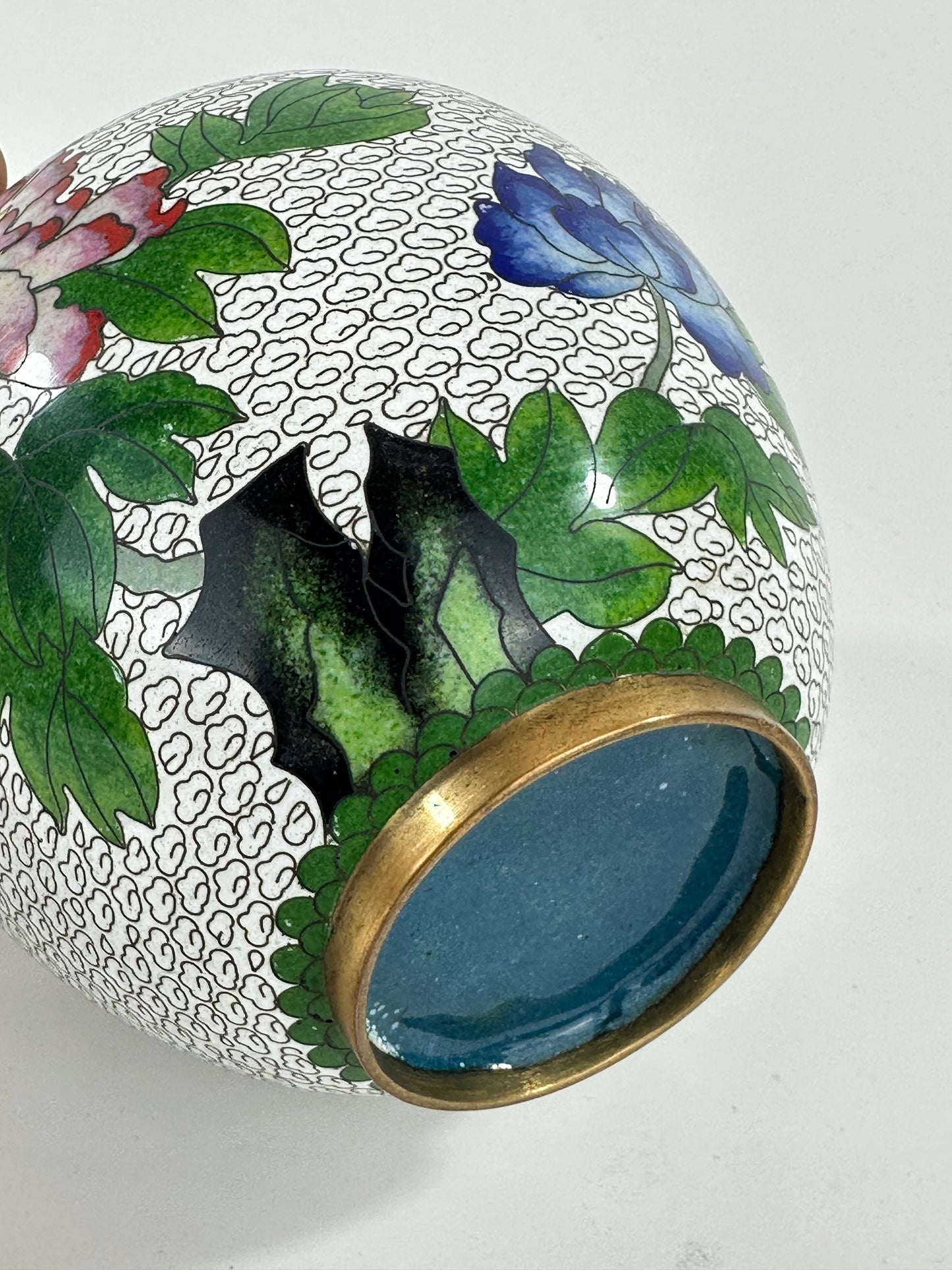 Vintage Chinese Cloisonné Lidded Jar 6”