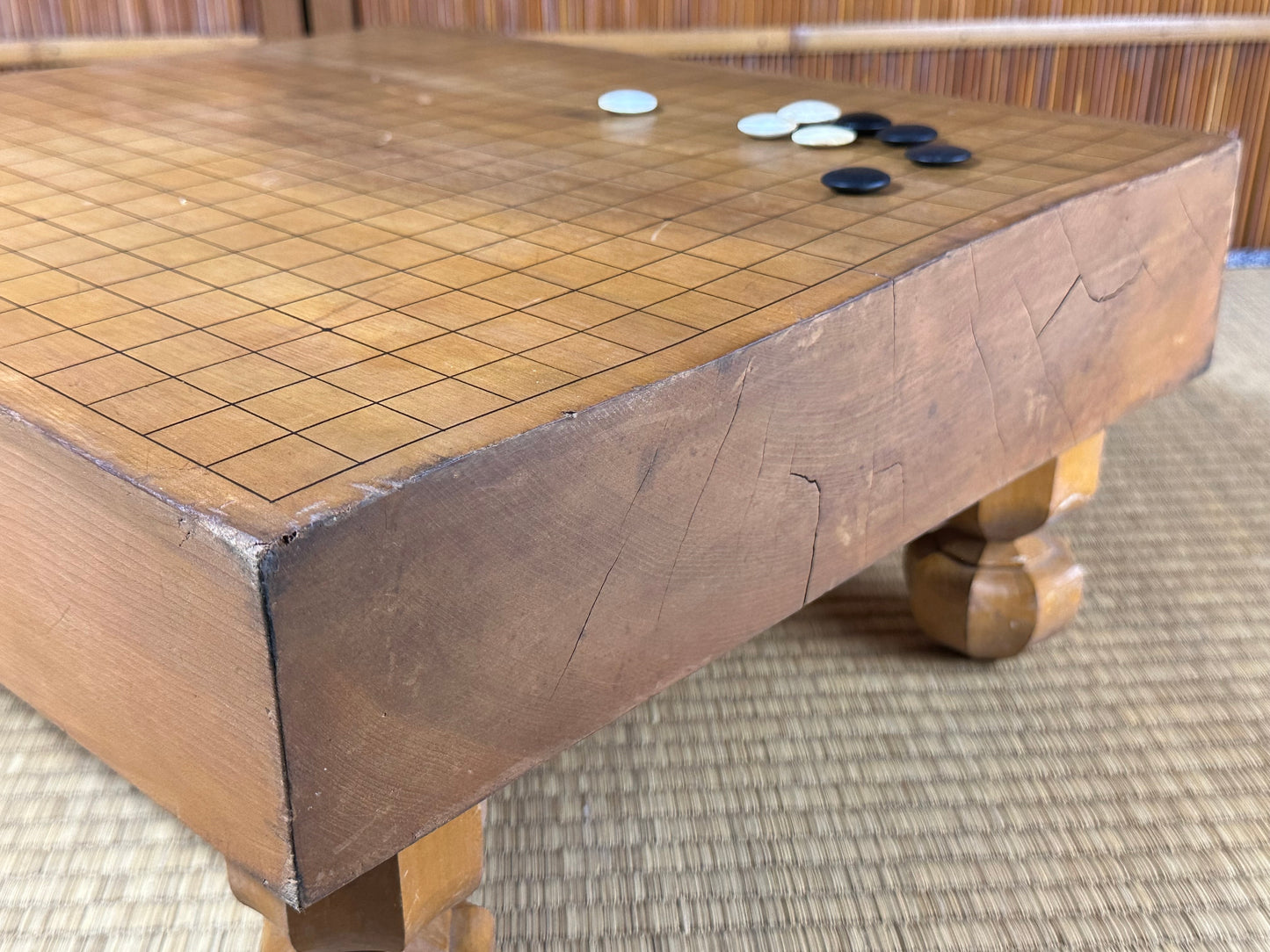 Vintage Japanese Goban 3.5" (9cm) Thick Go Game Board Floor Board H8?