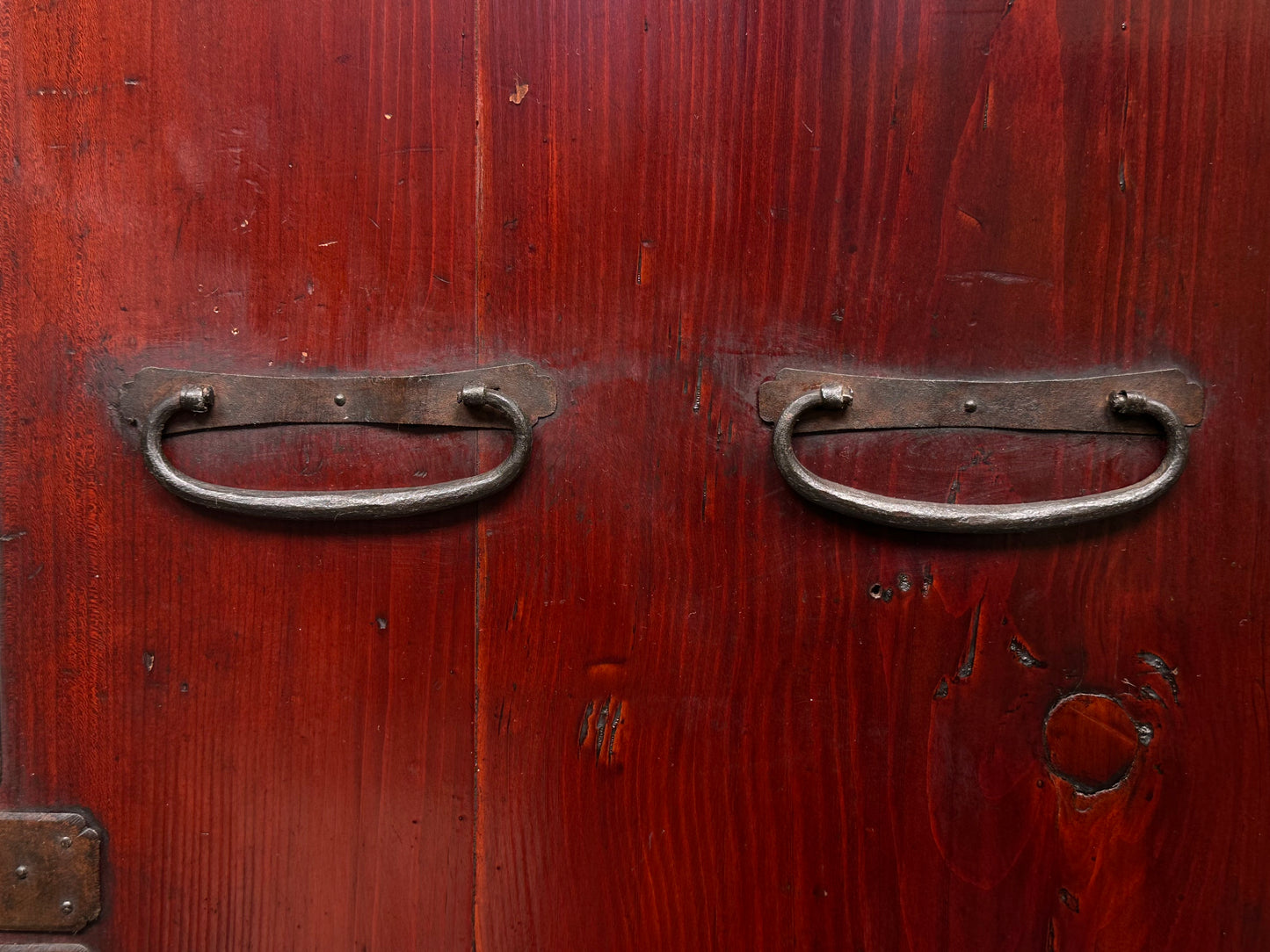 Antique Japanese Meiji Era c1890's Matsumoto Tansu Persimmon & Vermilion Finish 41"H
