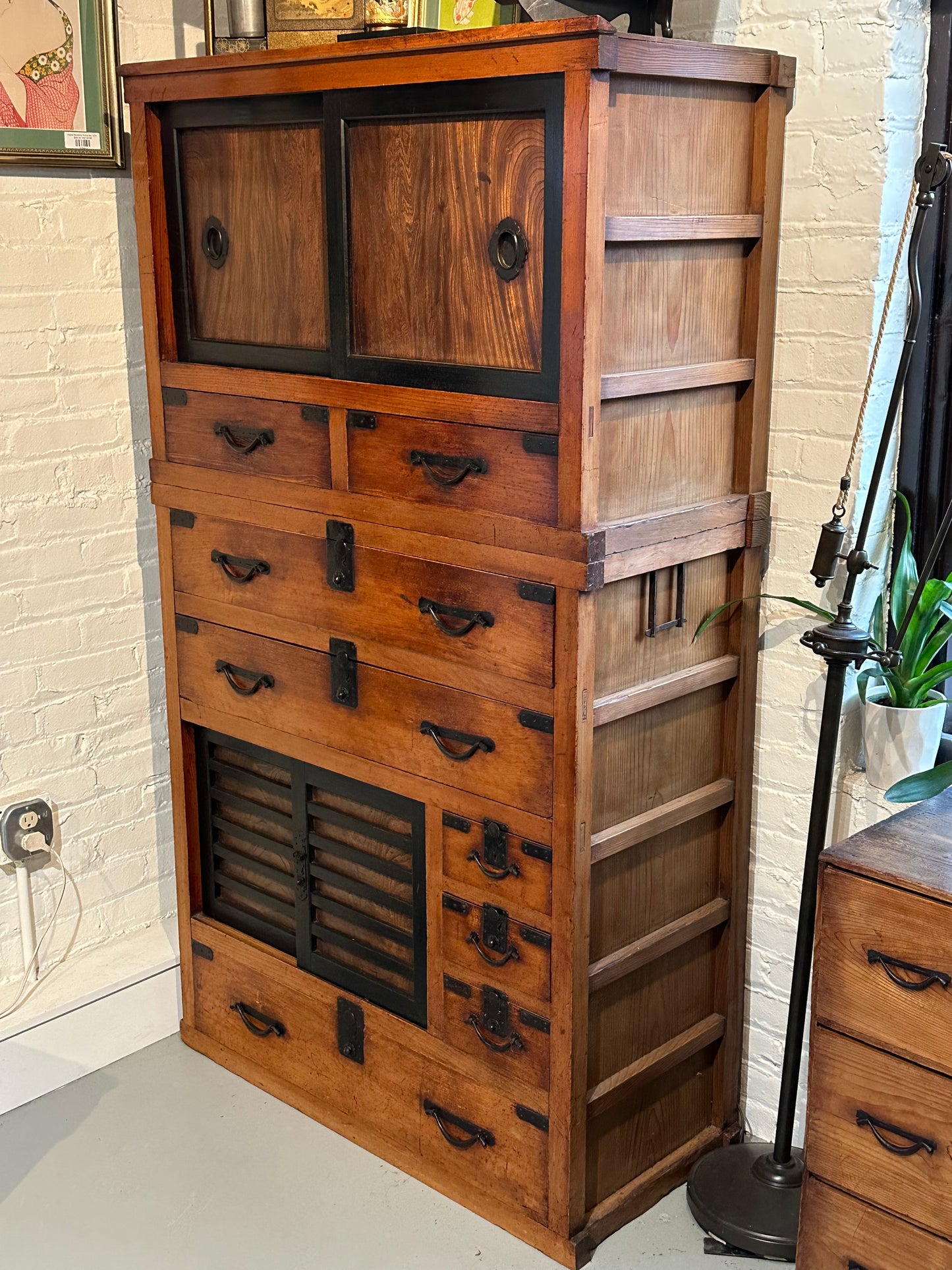 Antique Japanese Meiji Period Chobadansu Merchant Tansu Chest 38"W LS#127