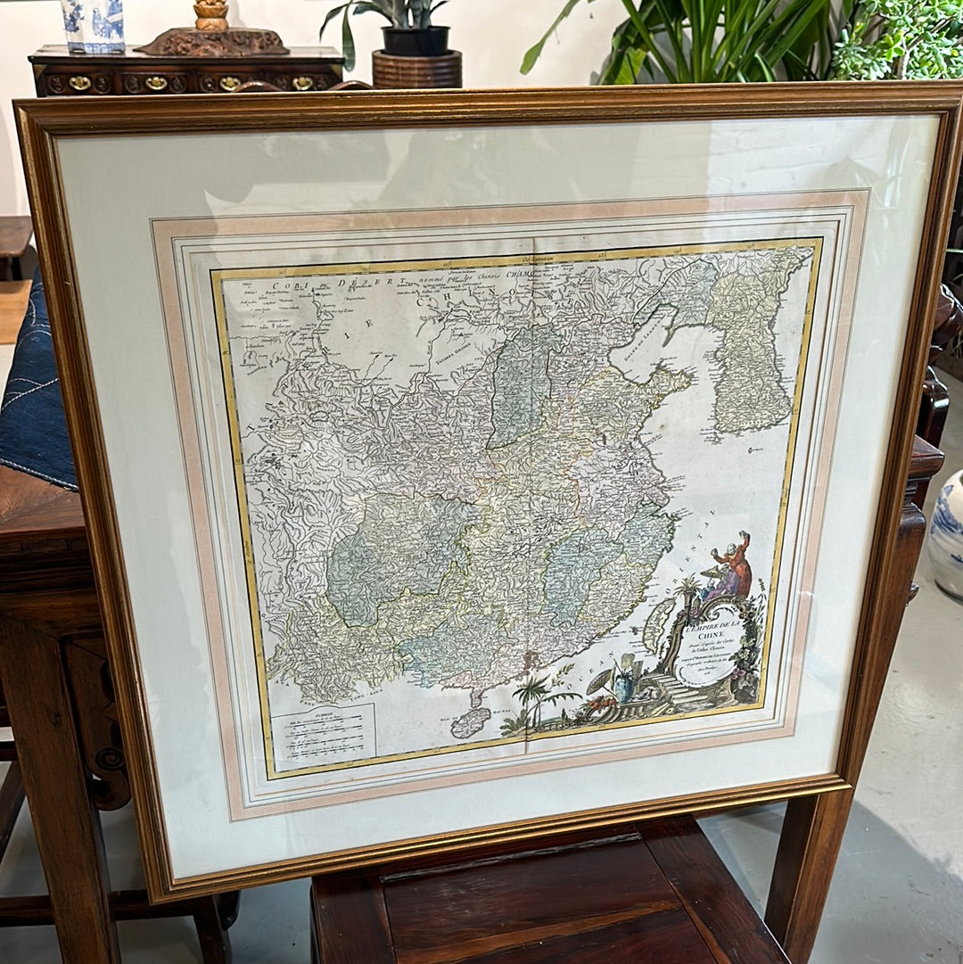 Antique Framed Map of Old China 28"x30”