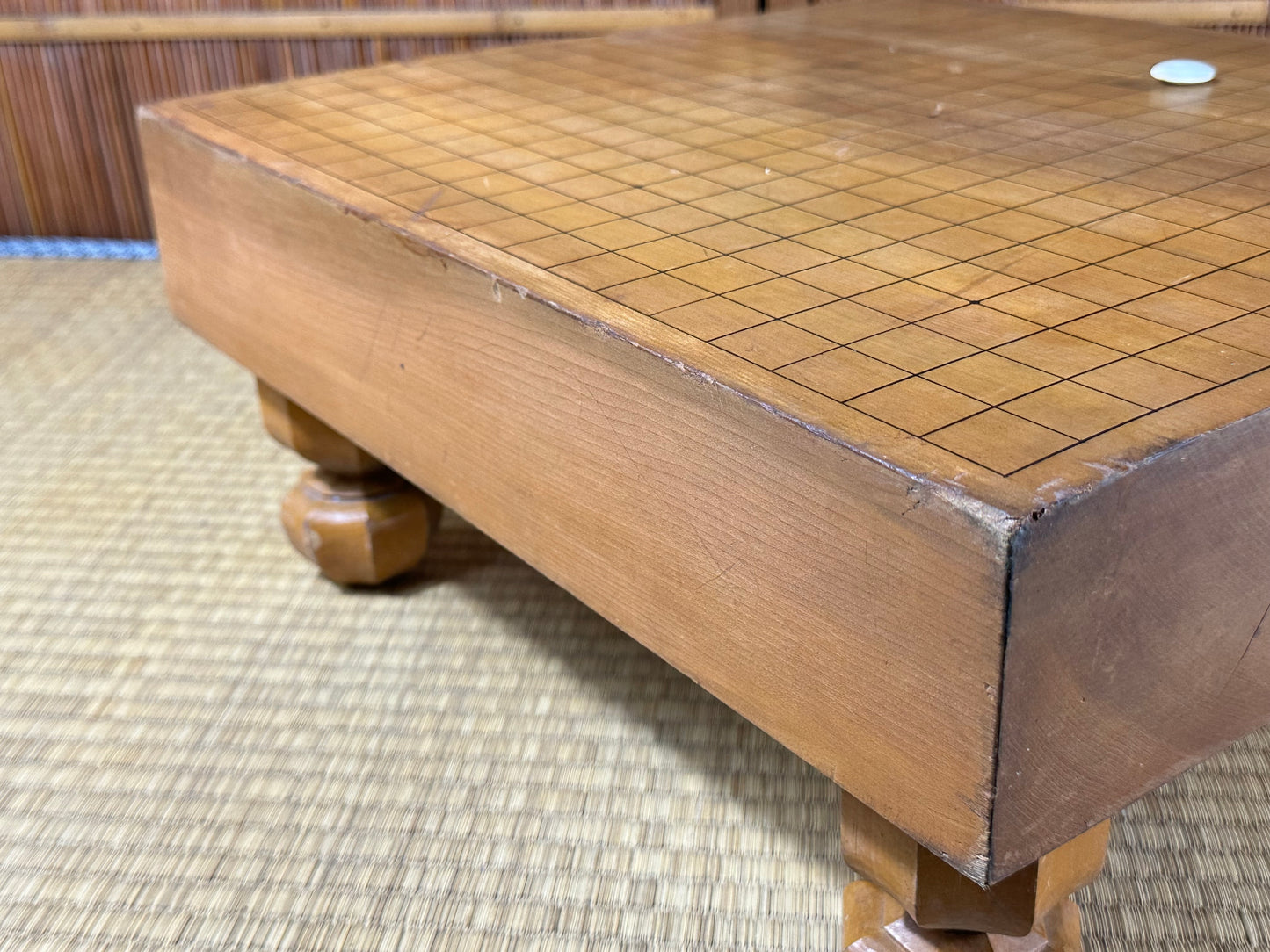 Vintage Japanese Goban 3.5" (9cm) Thick Go Game Board Floor Board H8?