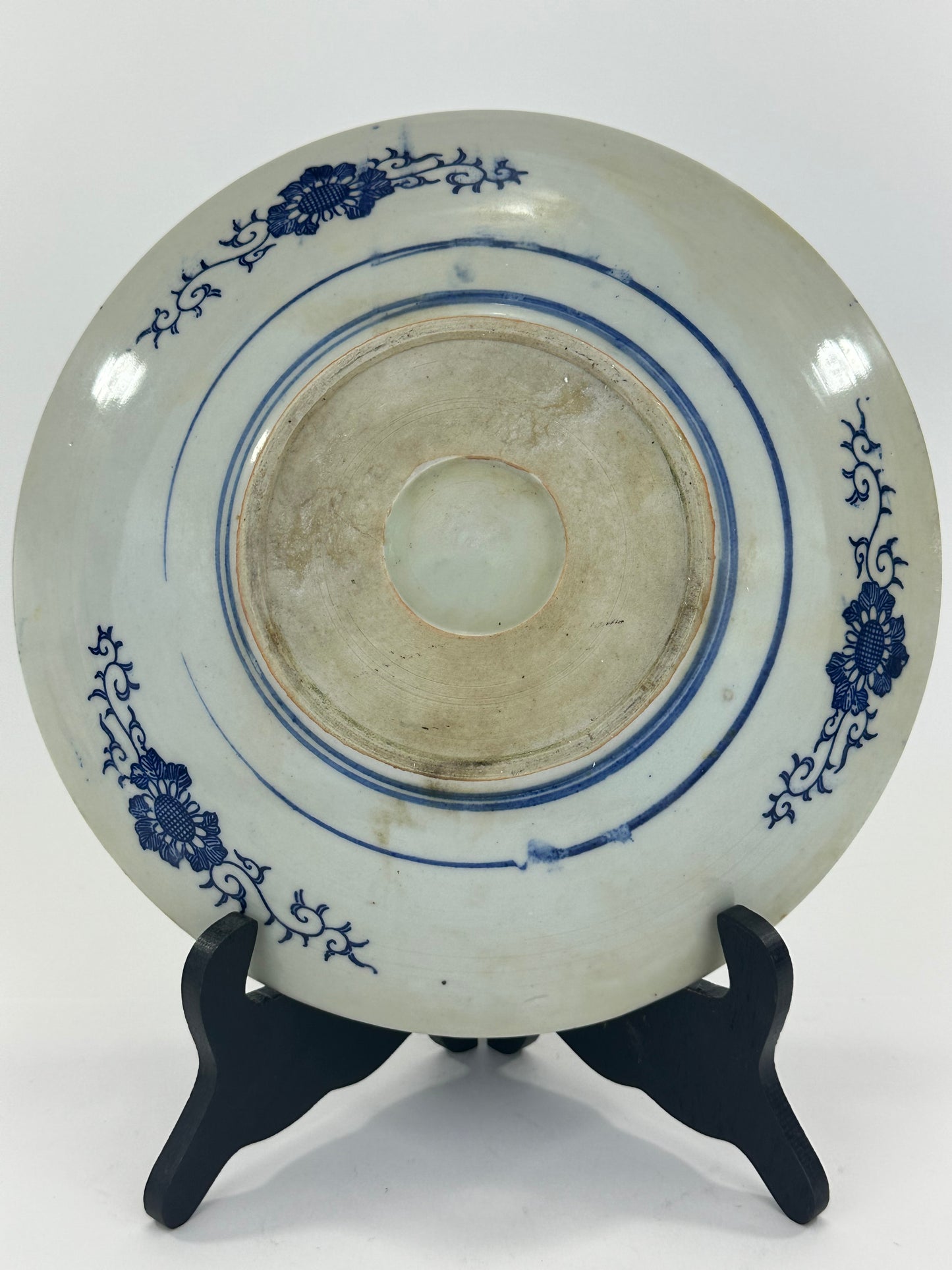 Antique Japanese Late Edo Period 19th Century Imari Ceramic Plate Blue & White 10"