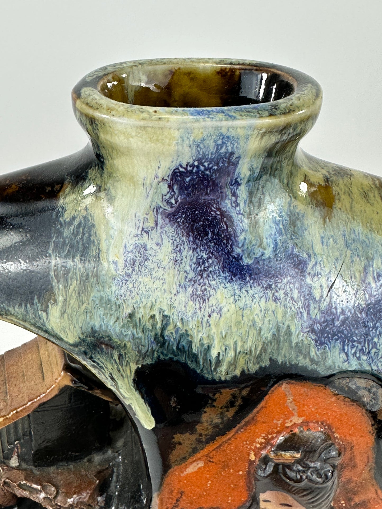 Japanese Meiji Era Sumida Gawa Ceramic Vase/Vessel Inoue Ryosai (c.1900) LS#076