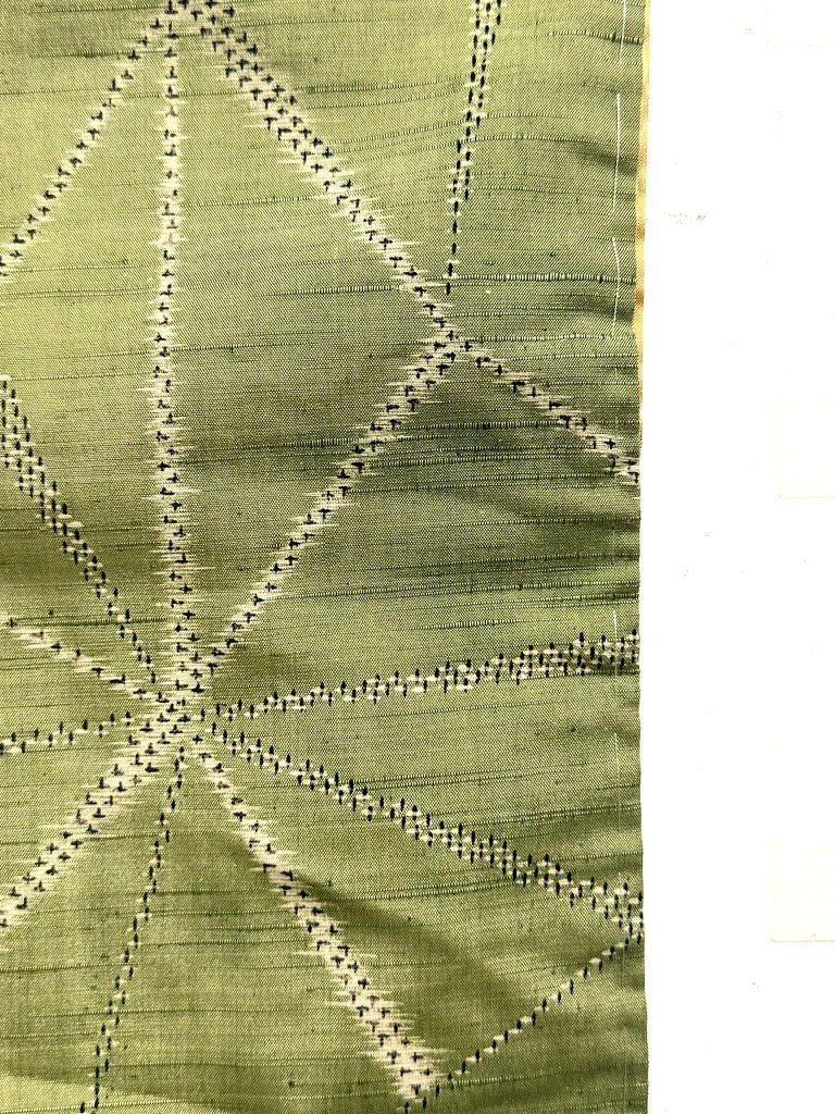 Vintage Japanese Hand Woven Tsumugi Silk Kimono Geometric Diamond Unused Showa