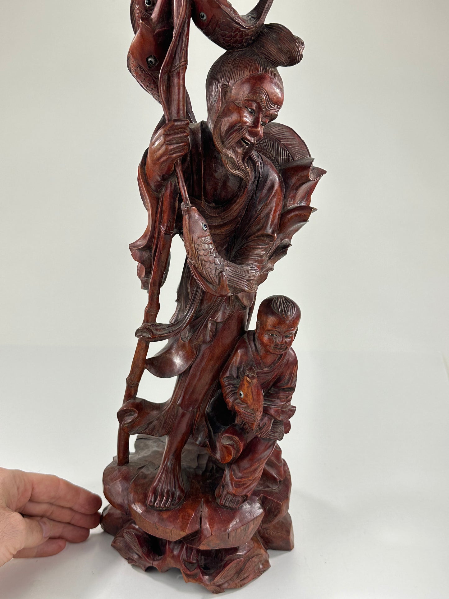 Antique Chinese Carved Wooden Statue of Shoulao 19”