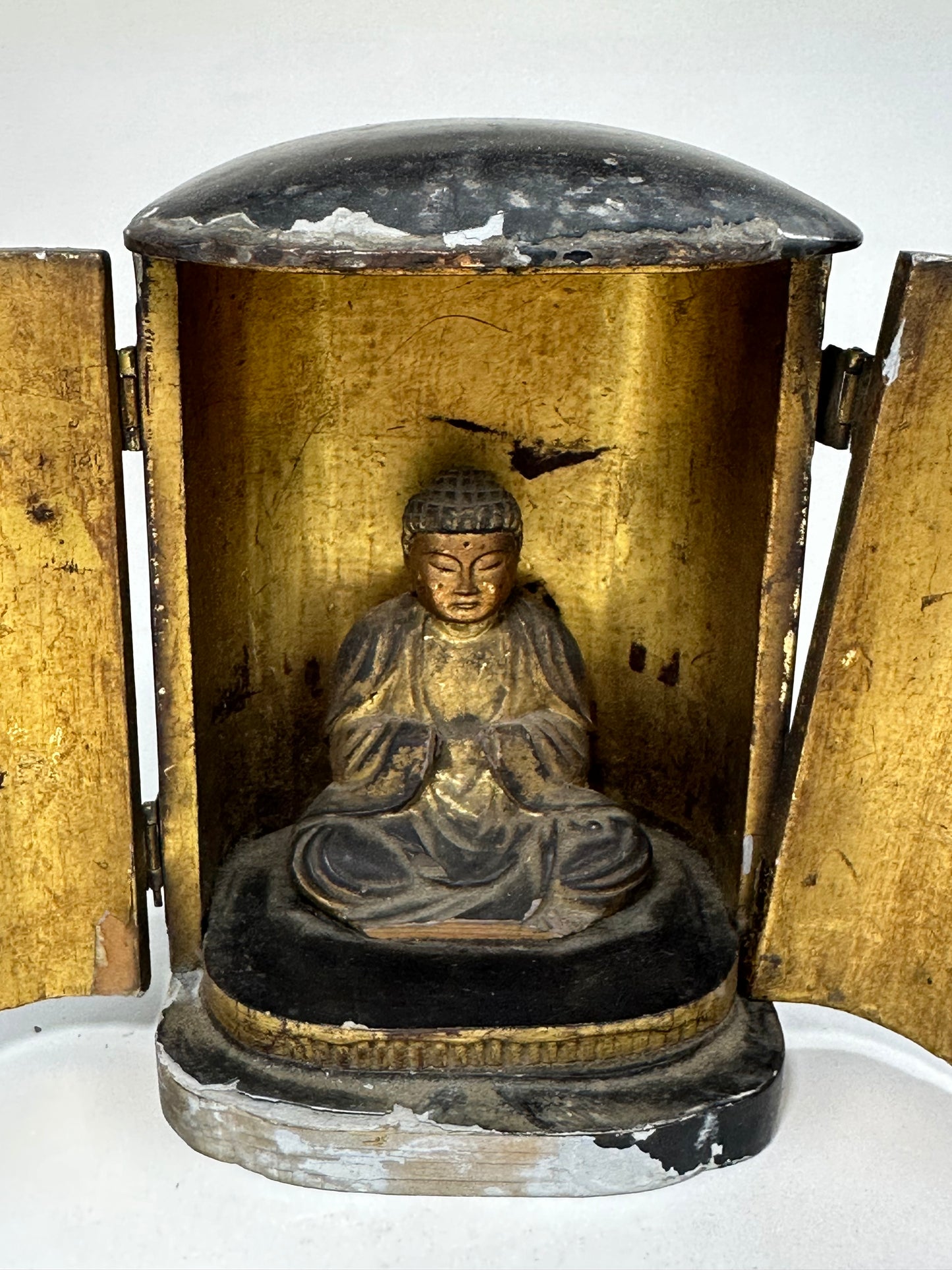 Antique Japanese Edo Era 1800’s Zushi Shrine Buddha Seated Pose 5”