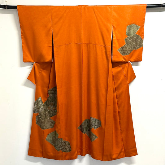 Vintage Japanese Silk Kimono Abstract Geometric Patchwork Kikko Showa Hōmongi