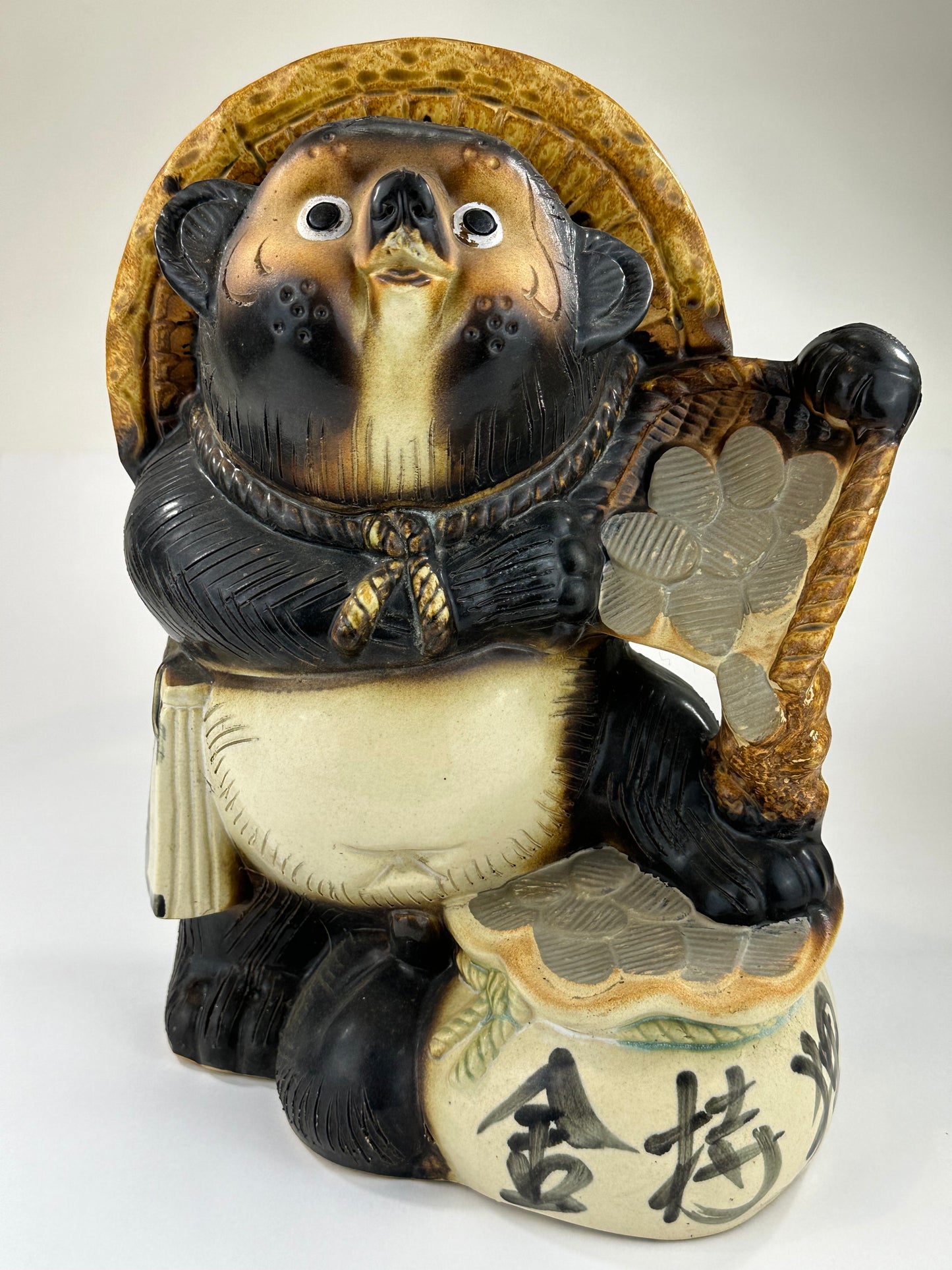 Vintage Japanese Tanuki "Raccoon-dog" Ceramic Statue 12.5"