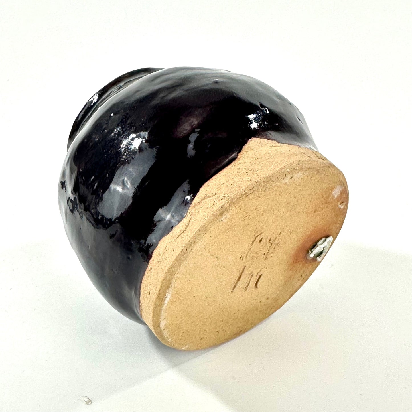 Vintage Japanese Studio Pottery Small Stoneware Jar Kotsubo Iron Black Glaze