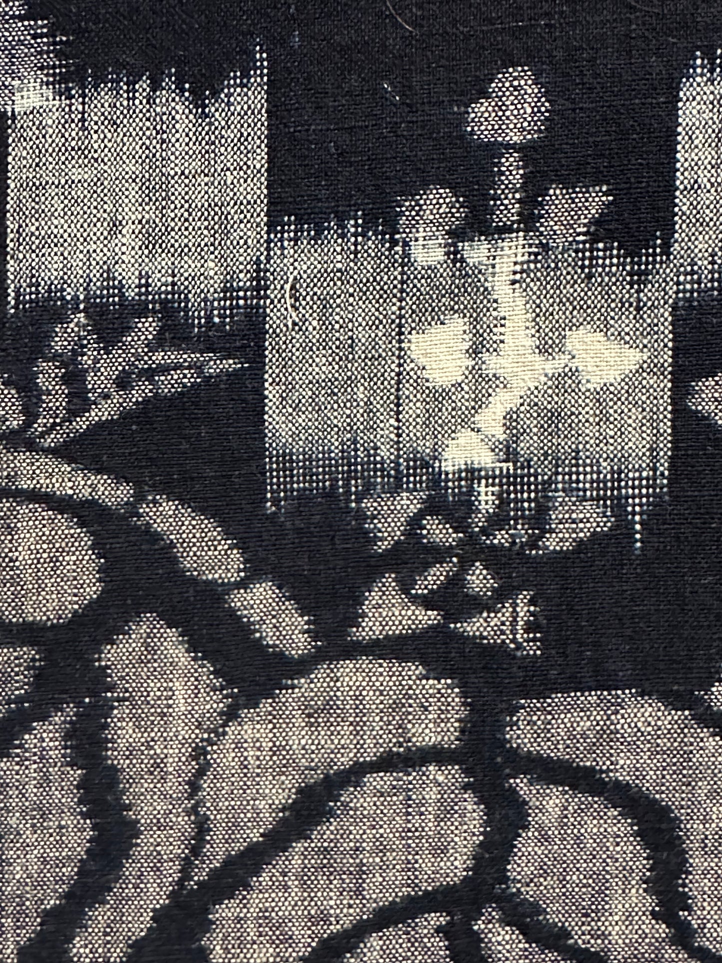 Antique Japanese 19th Century Textile - Kasuri Indigo Ikat 56"x49" Tsuru #51