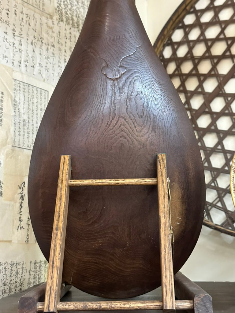 Vintage Japanese Chikuzen Biwa 4-String Kiri Wood Lute Moon Inlay 39″L