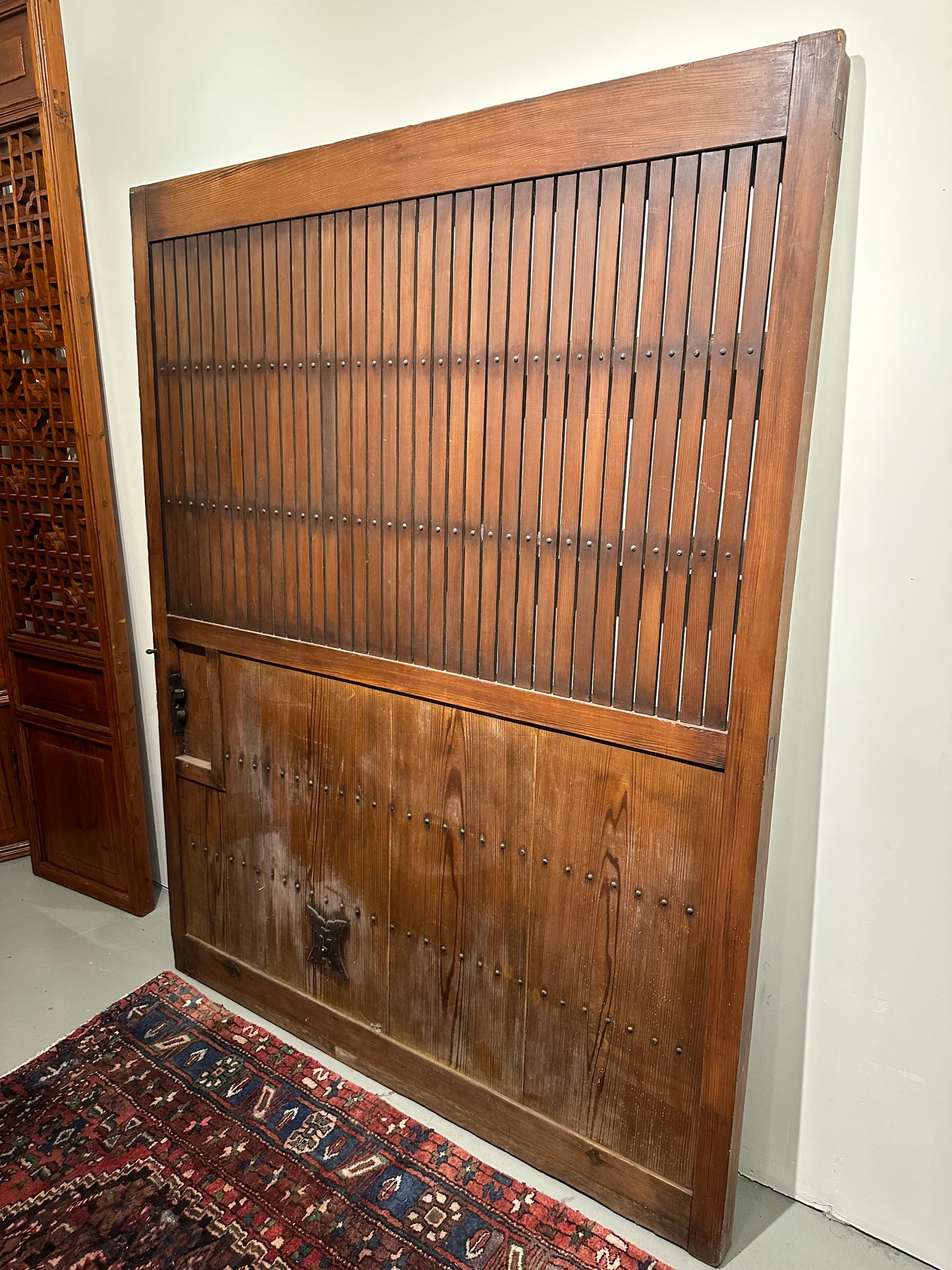 Antique Japanese Edo Era (18th C) Warehouse Door Forged Iron & Sugi 76"H