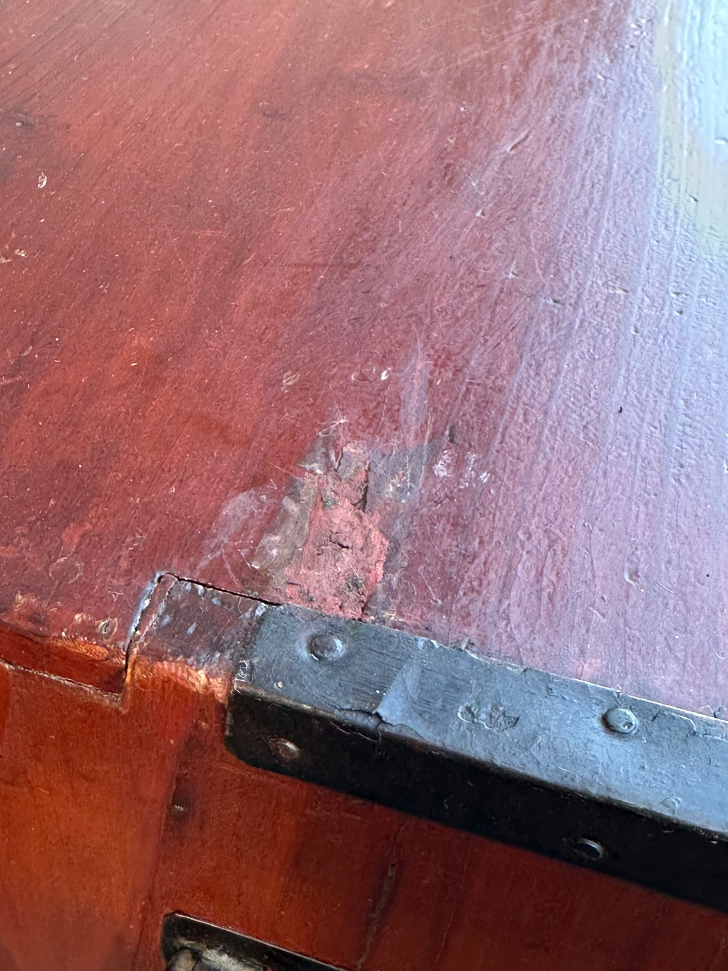 Antique Japanese Meiji Era “Katanadansu” Red Lacquer Sword Chest 53"