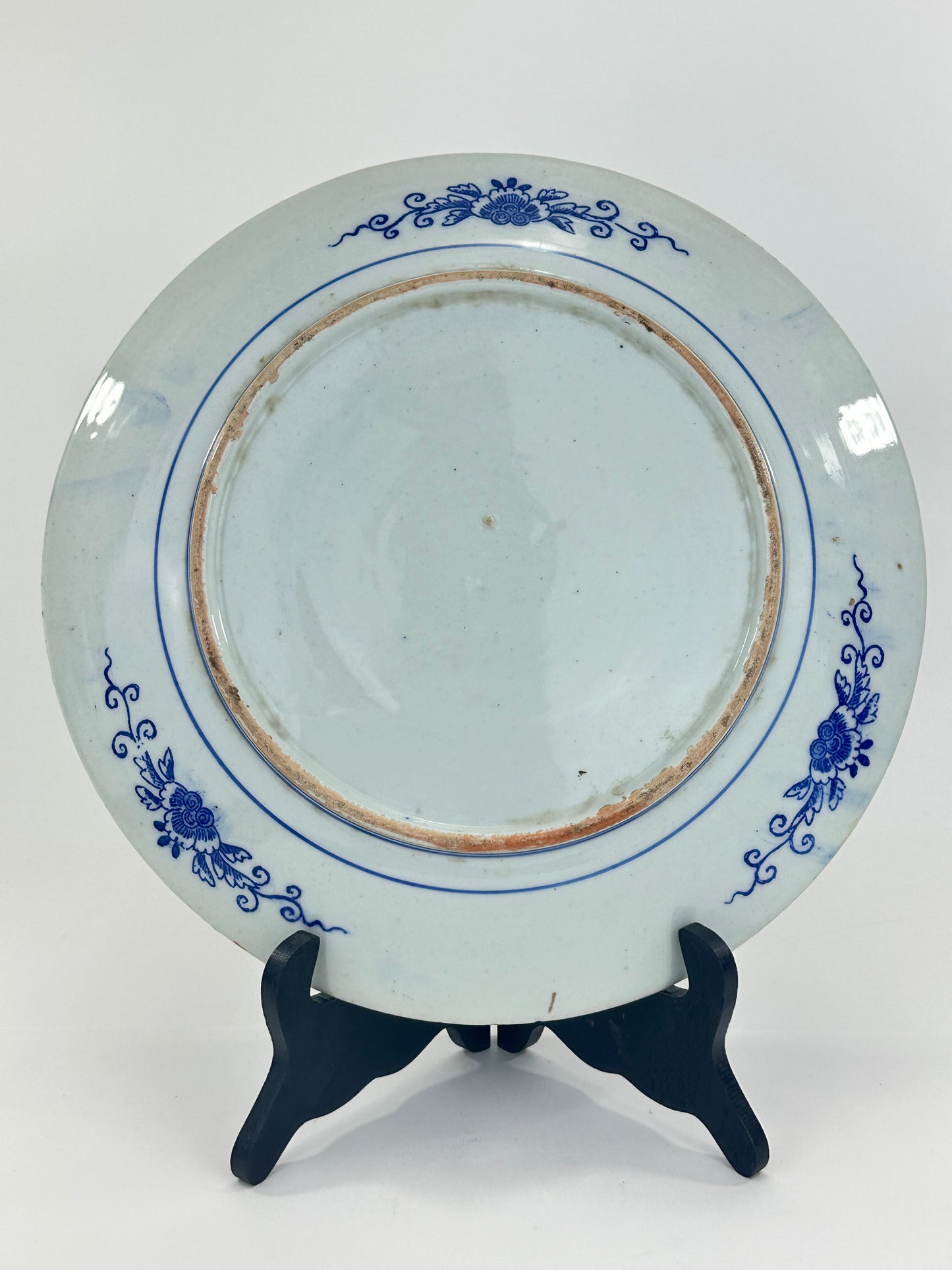 Antique Japanese Late Edo Period 19th Century Imari Ceramic Plate Blue & White 12.5"