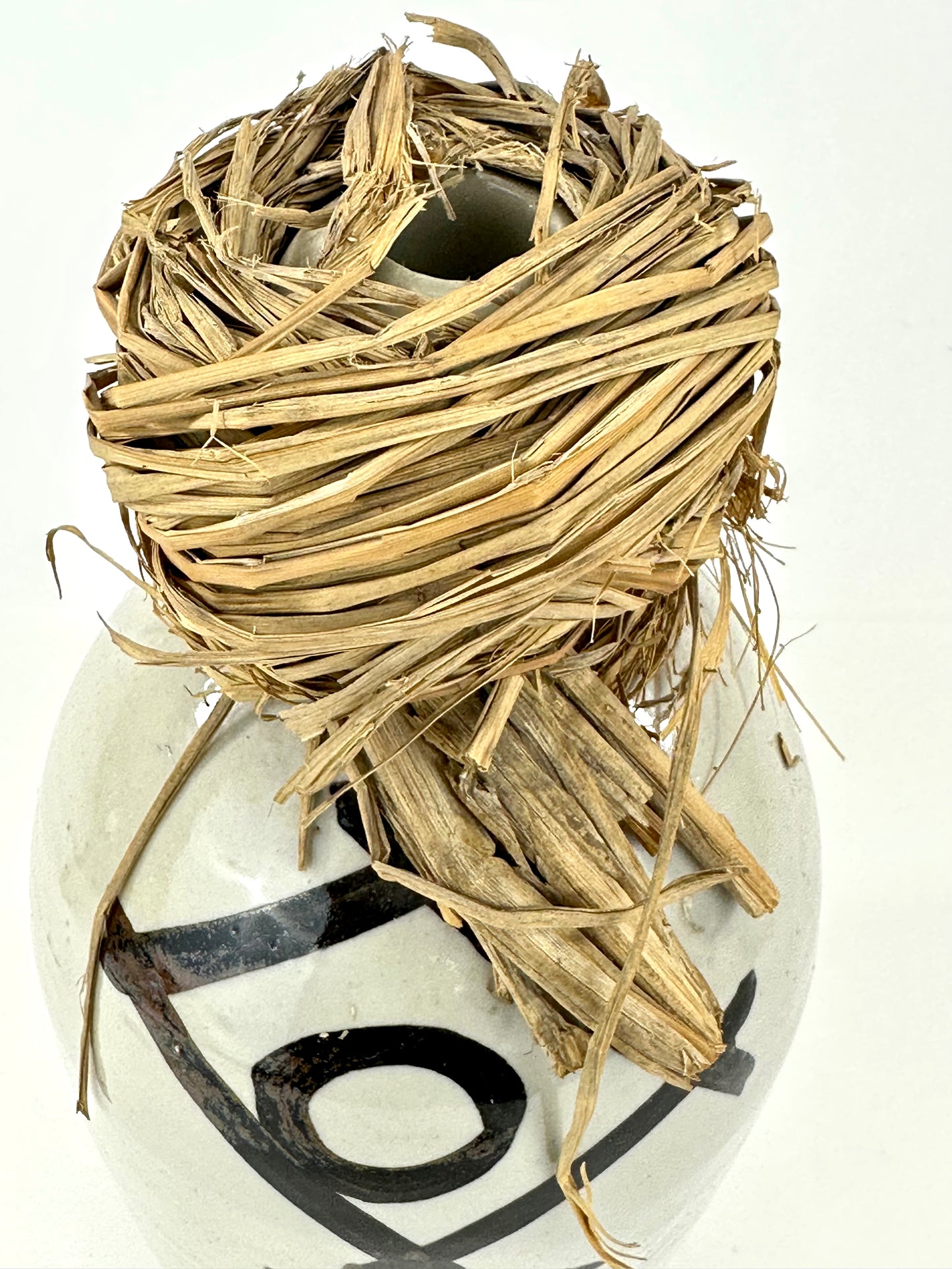 Antique Japanese 1800's Tokkuri Sake Jug Calligraphy Ceramic Vase 10" "Shinzou"