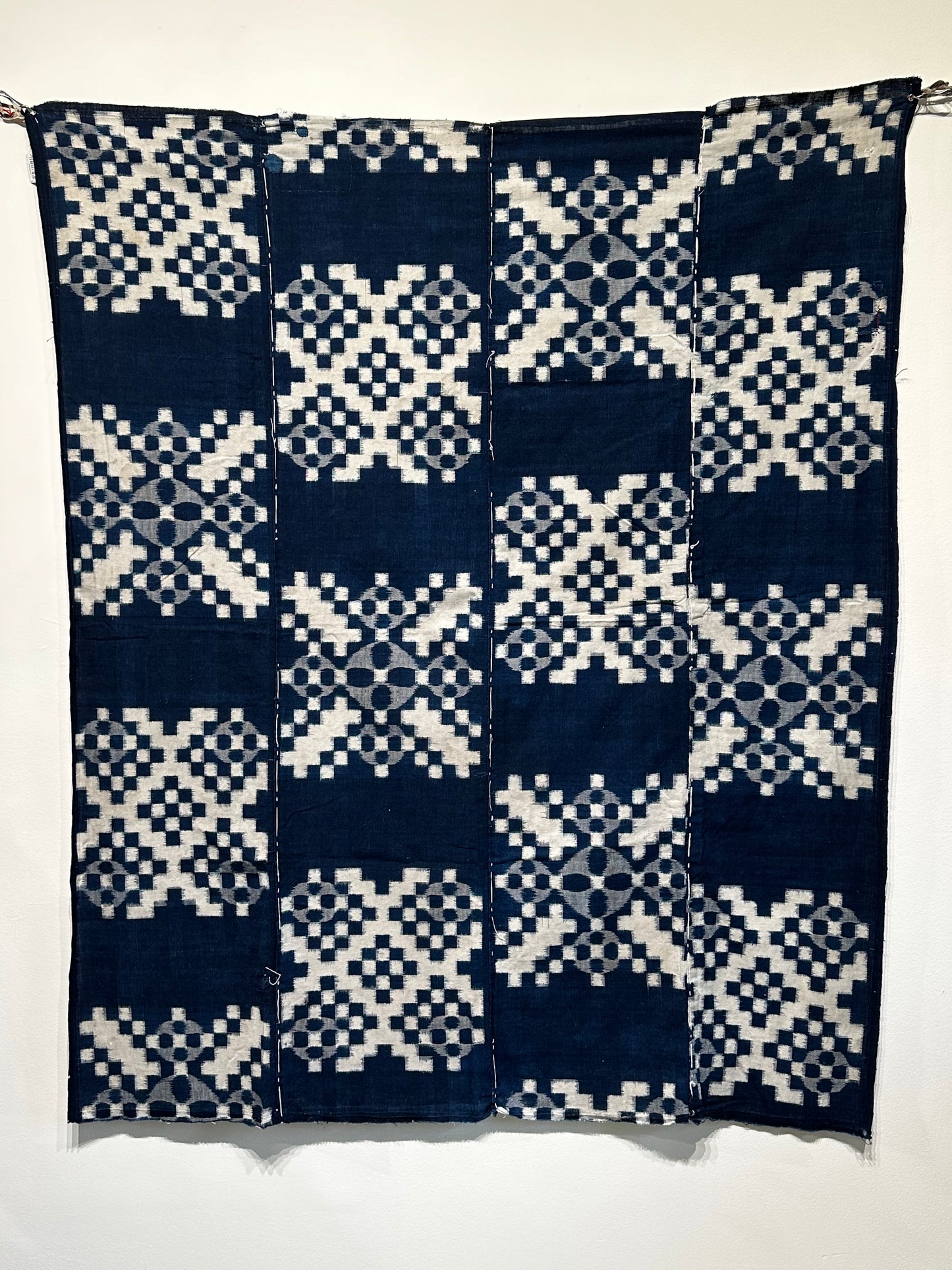 Antique Japanese 19th Century Ikat Textile - Kasuri Indigo Ikat 48"x57" #54