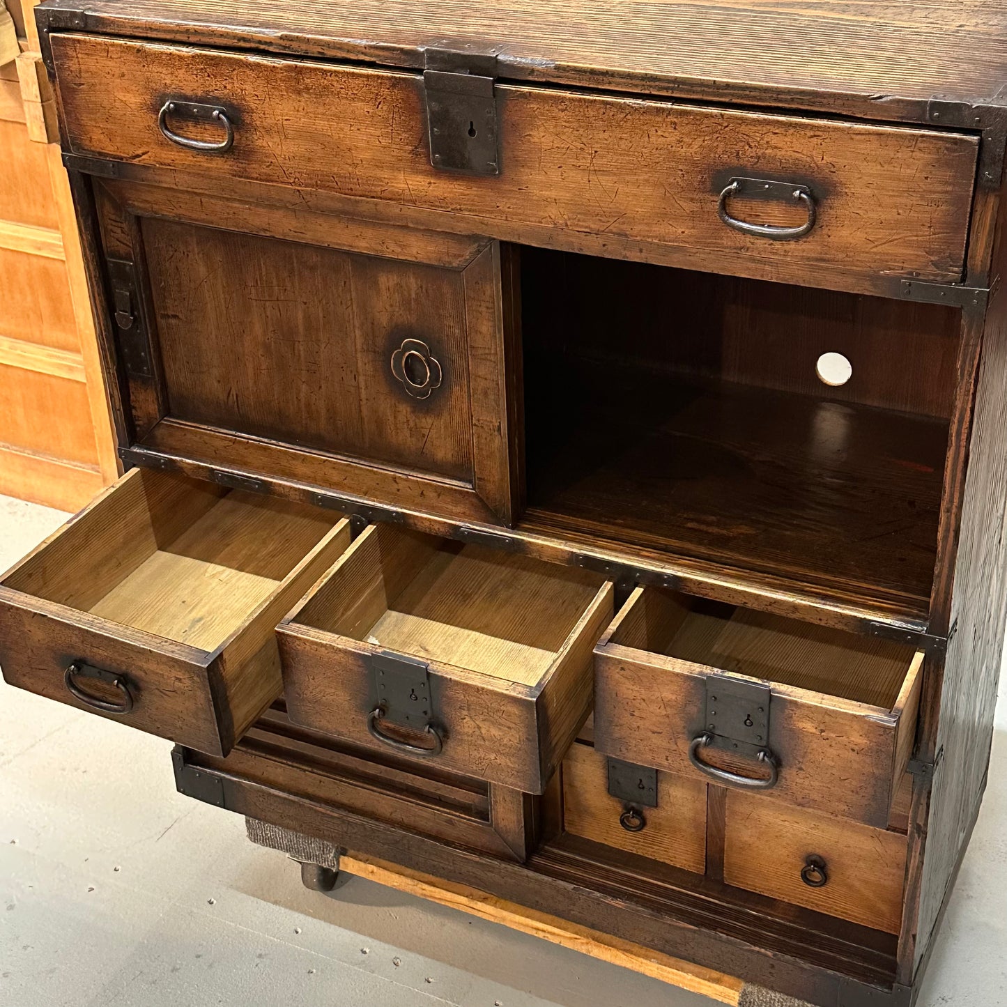 Antique Japanese Meiji Era (1868-1912) Chobadansu Document Chest 4 Drawer 37"H