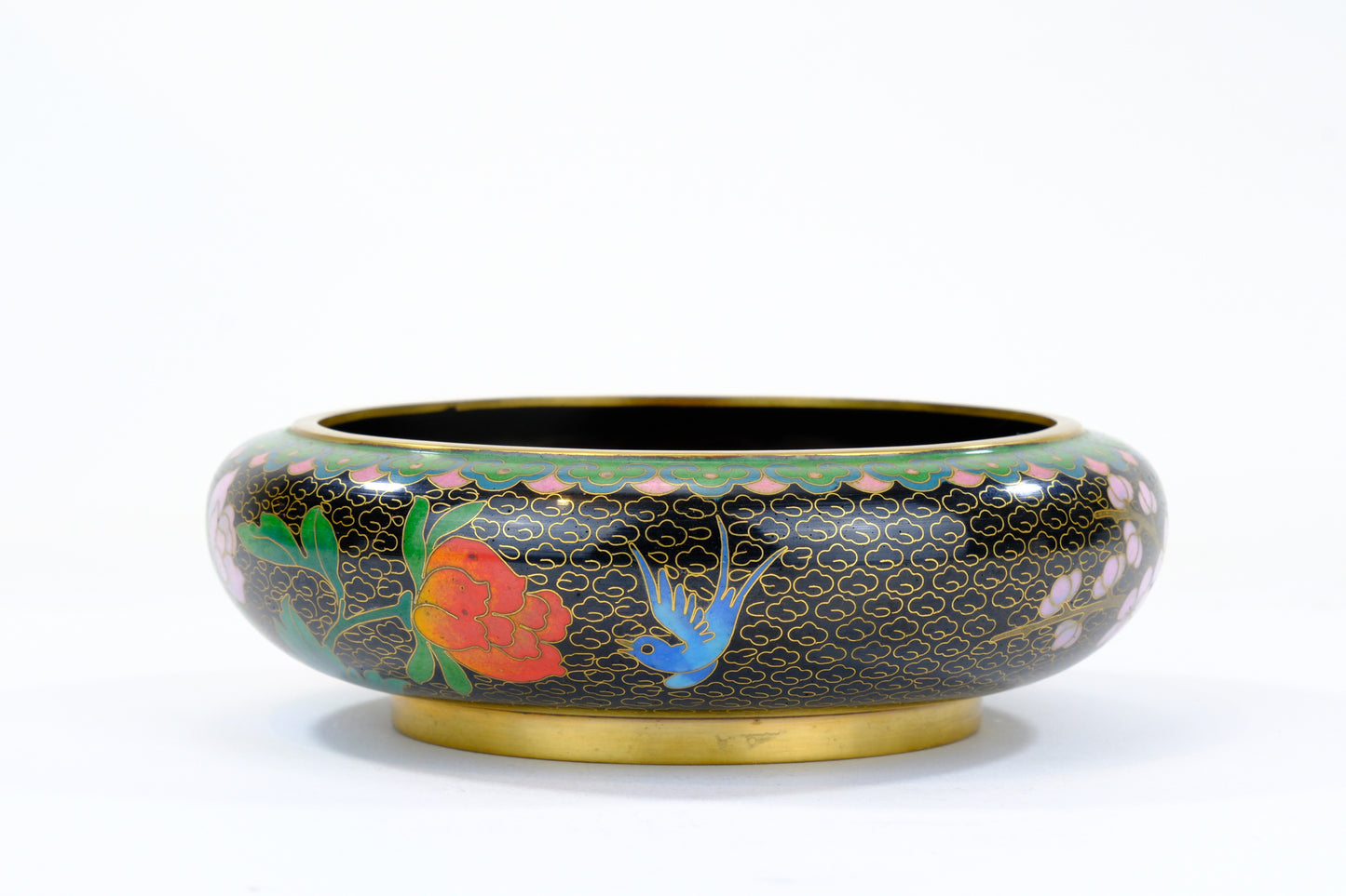 Antique Japanese Meiji Period Cloisonné Bowl with Floral Decoration