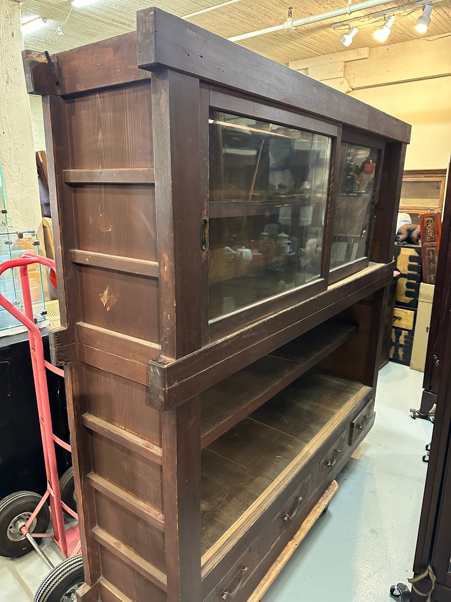 COMING SOON - Antique Japanese Misedansu Merchant Display Tansu Sugi Wood Meiji c1890's 70"W