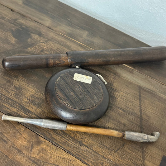 Antique Meiji Era Japanese Bronze Kiseru w/ Case & Pouch