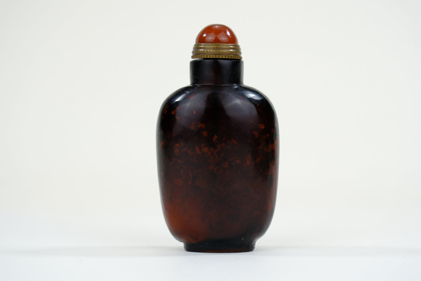 Vintage Chinese Natural Carved Ruby-Red Stone Snuff Bottle 3"