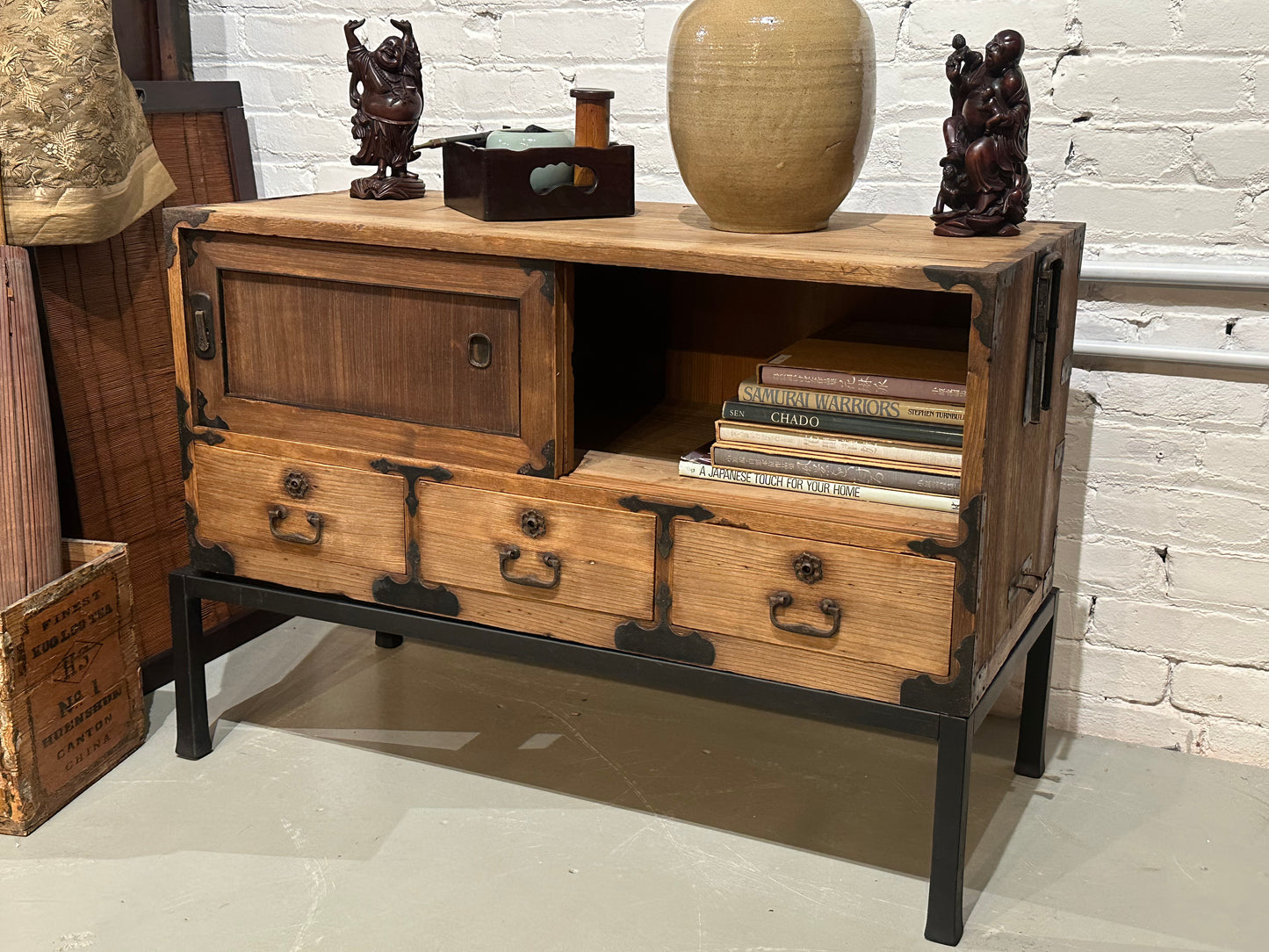 Antique Japanese Tansu Chest Meiji Era c190's Ishodansu Kiri 36" (base not included)