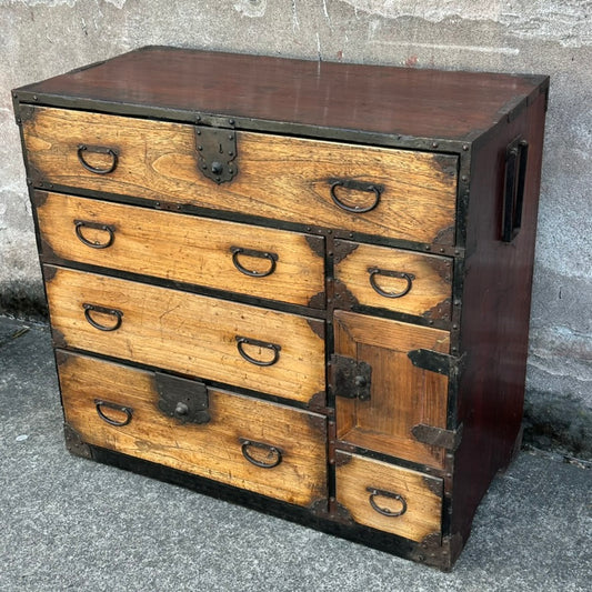 Japanese Edo Period Chobadansu Merchant Chest Kiri & Sugi Tansu 36"W