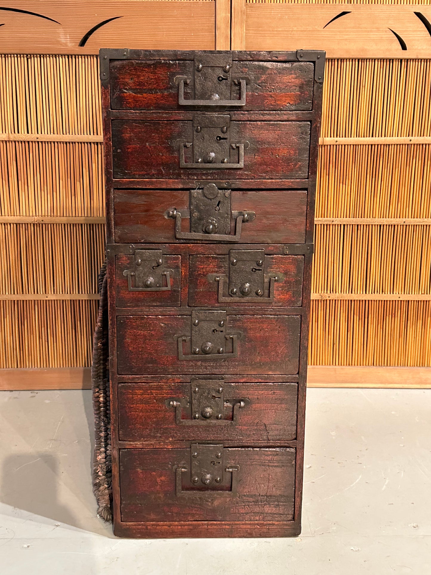 Antique Japanese Edo Era Early 1800's Gyosho Bako Peddler's Tansu Chest 28"