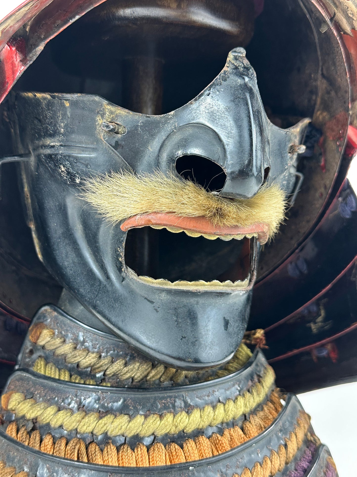 Japanese Edo Period Momonari Kabuto Samurai Helmet Red Lacquer w/ Crescent Moon Maedate LS#157