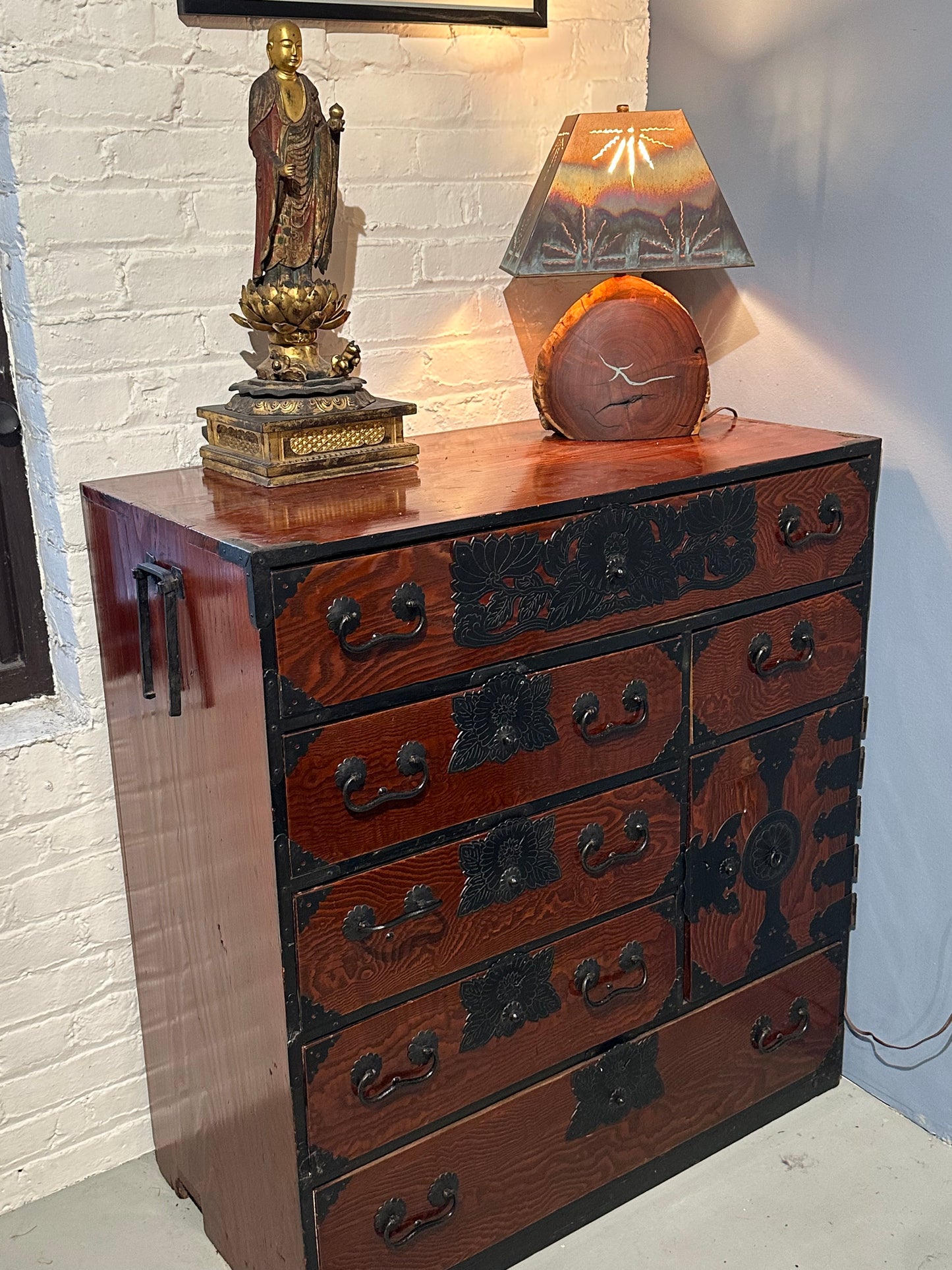 Antique Japanese Sendai Ishodansu Clothing Tansu Keyaki & Sugi Chest 39"H LS#124