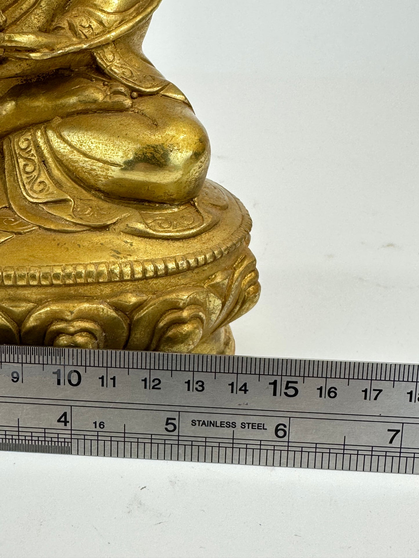 Vintage Tibetan Brass Figure of Tsongkhapa Buddhist Master 9.5"H LS#092