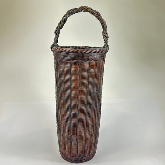 Antique Japanese Early 1900's Ikebana Basket Kago Vase 17”