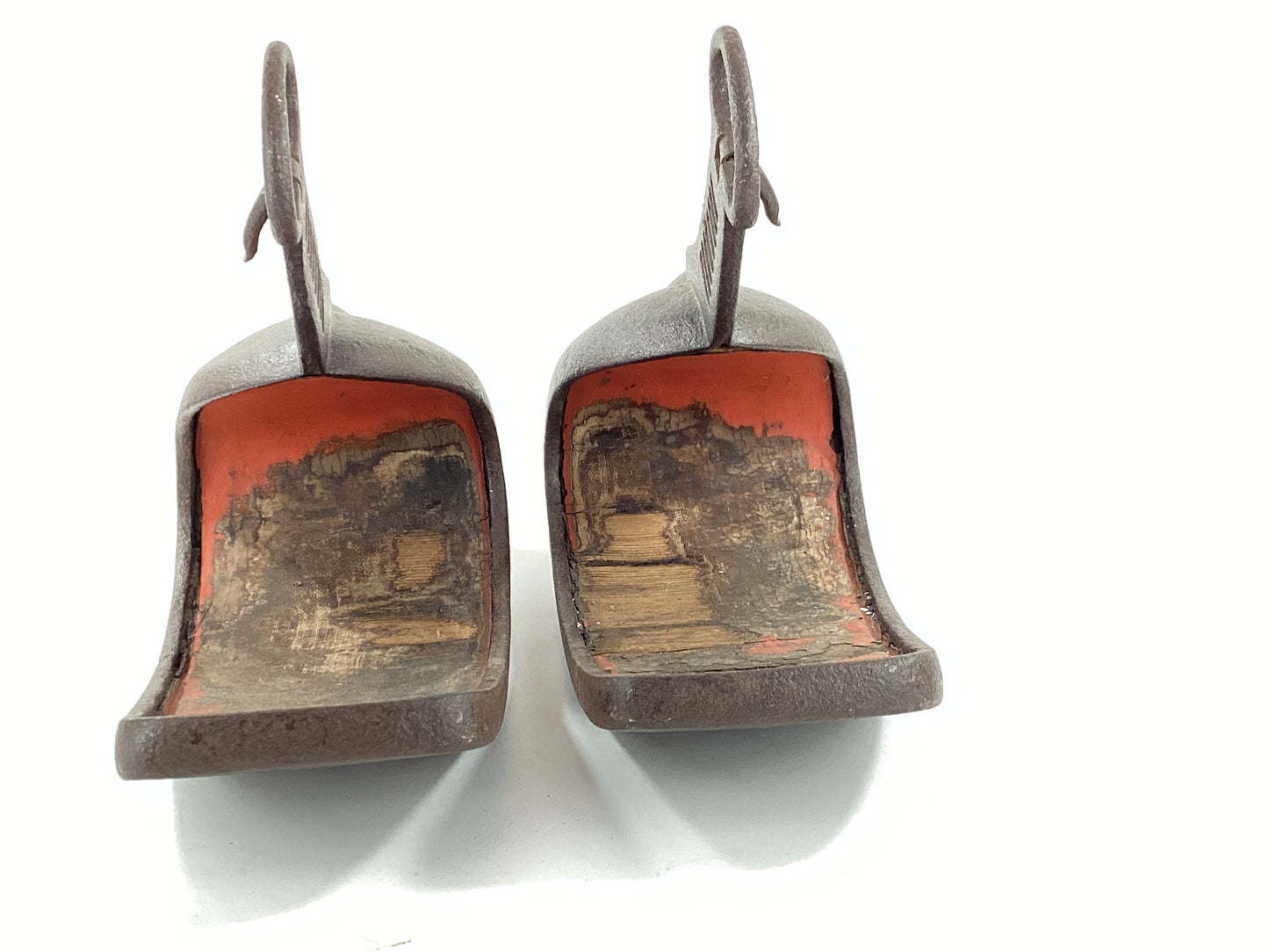 Antique Edo Period Japanese Samurai Stirrups (Abumi) Pair of Iron Horse Riding Fittings LS#182