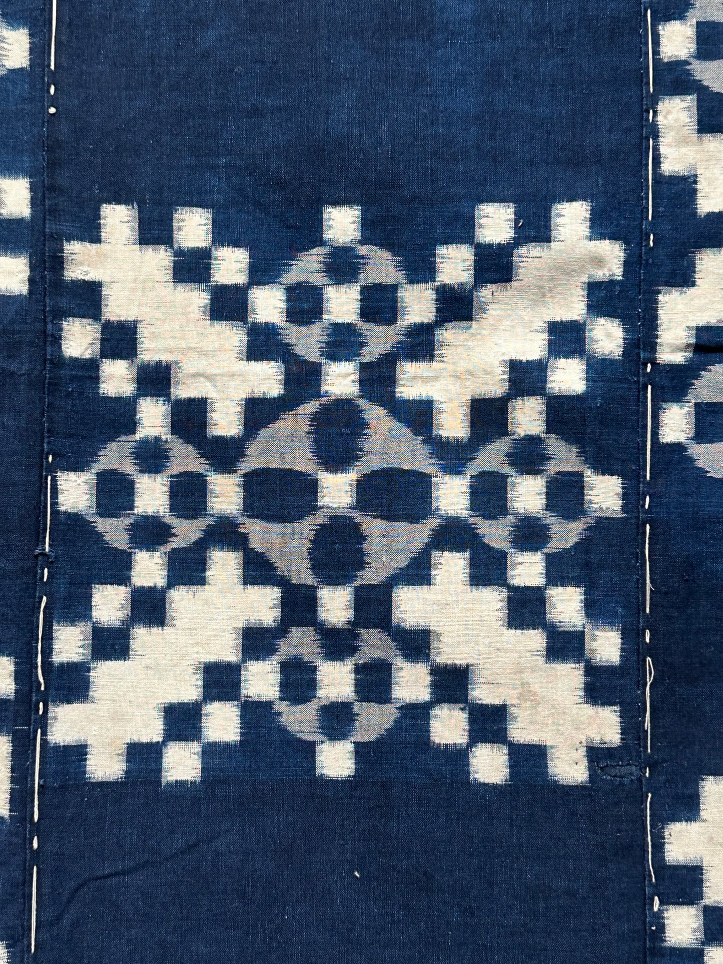 Antique Japanese 19th Century Ikat Textile - Kasuri Indigo Ikat 48"x57" #54