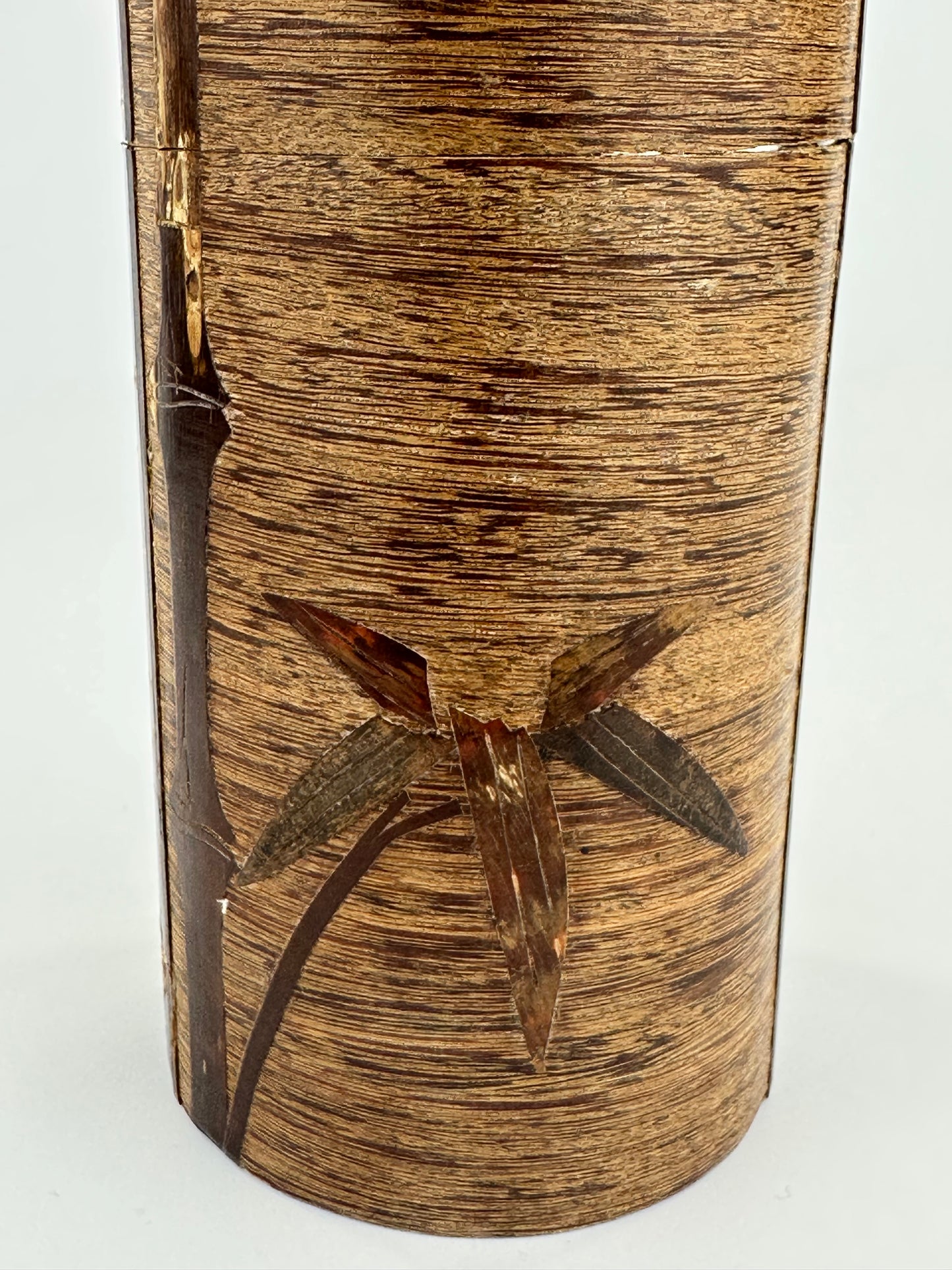 Japanese Tea Ceremony Natsume Natural Cherry Bark Tea Jar Bamboo Carving 6.25”