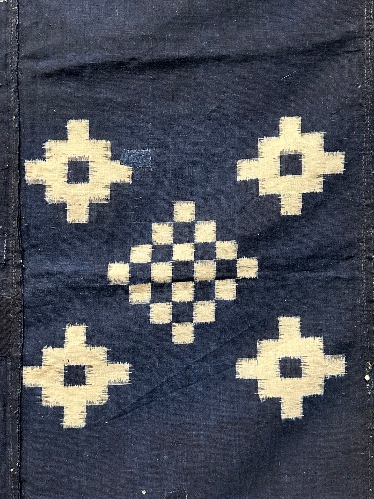 Antique Japanese 19th Century Textile - Kasuri Indigo Ikat 51"x57" #77