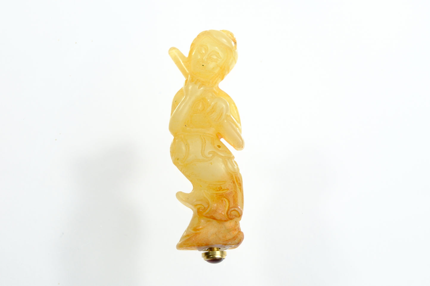 Vintage Chinese Natural Stone Snuff Bottle Quan Yin 3"H