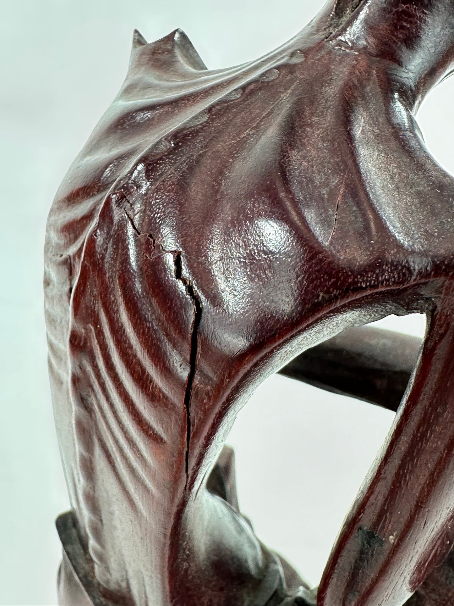 Vintage Chinese Hand-Carved Hardwood Figurine Sculpture Folk Figure 5"H