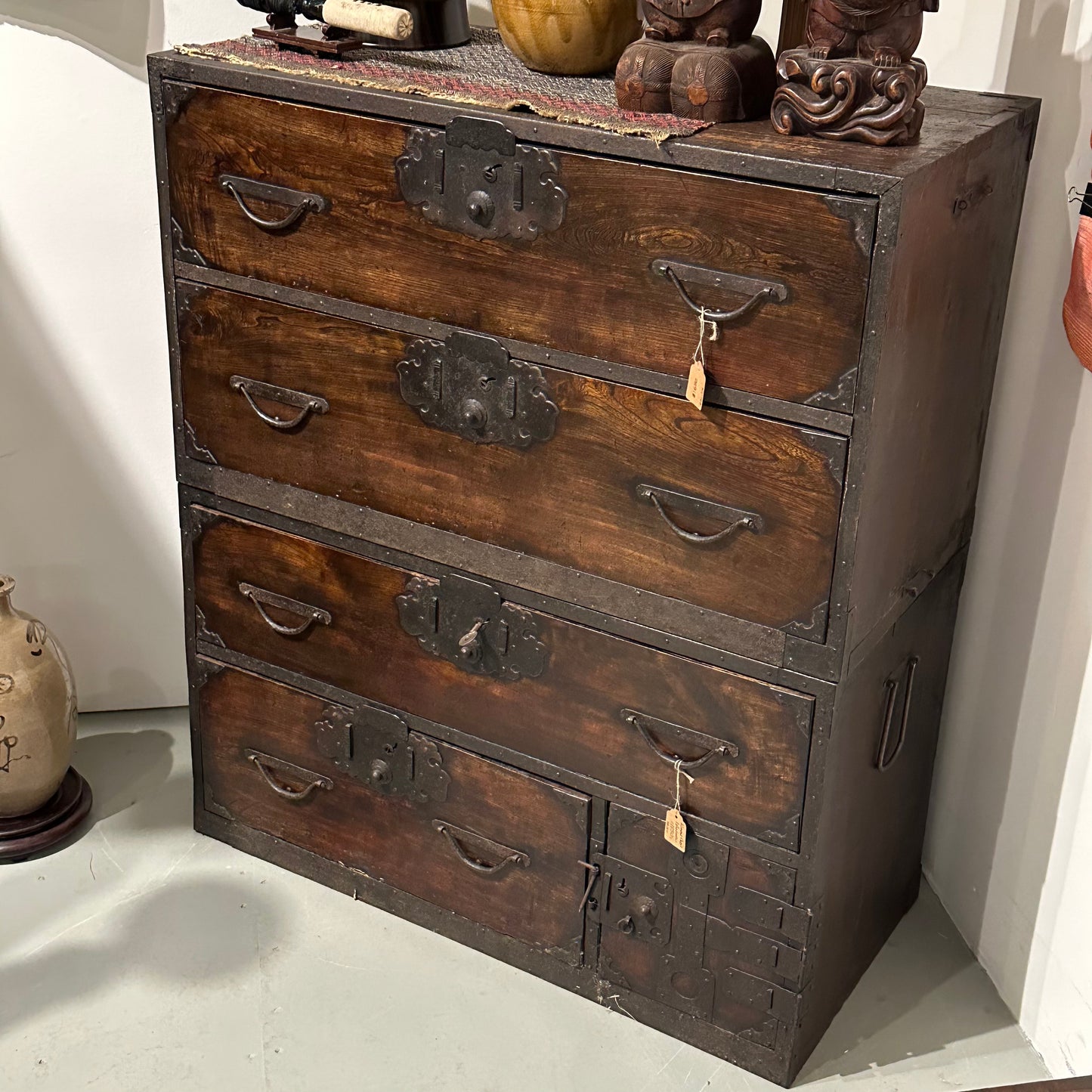 Antique Japanese Edo Era c1850's Clothing Tansu Chest Kiri Wood 34.5"