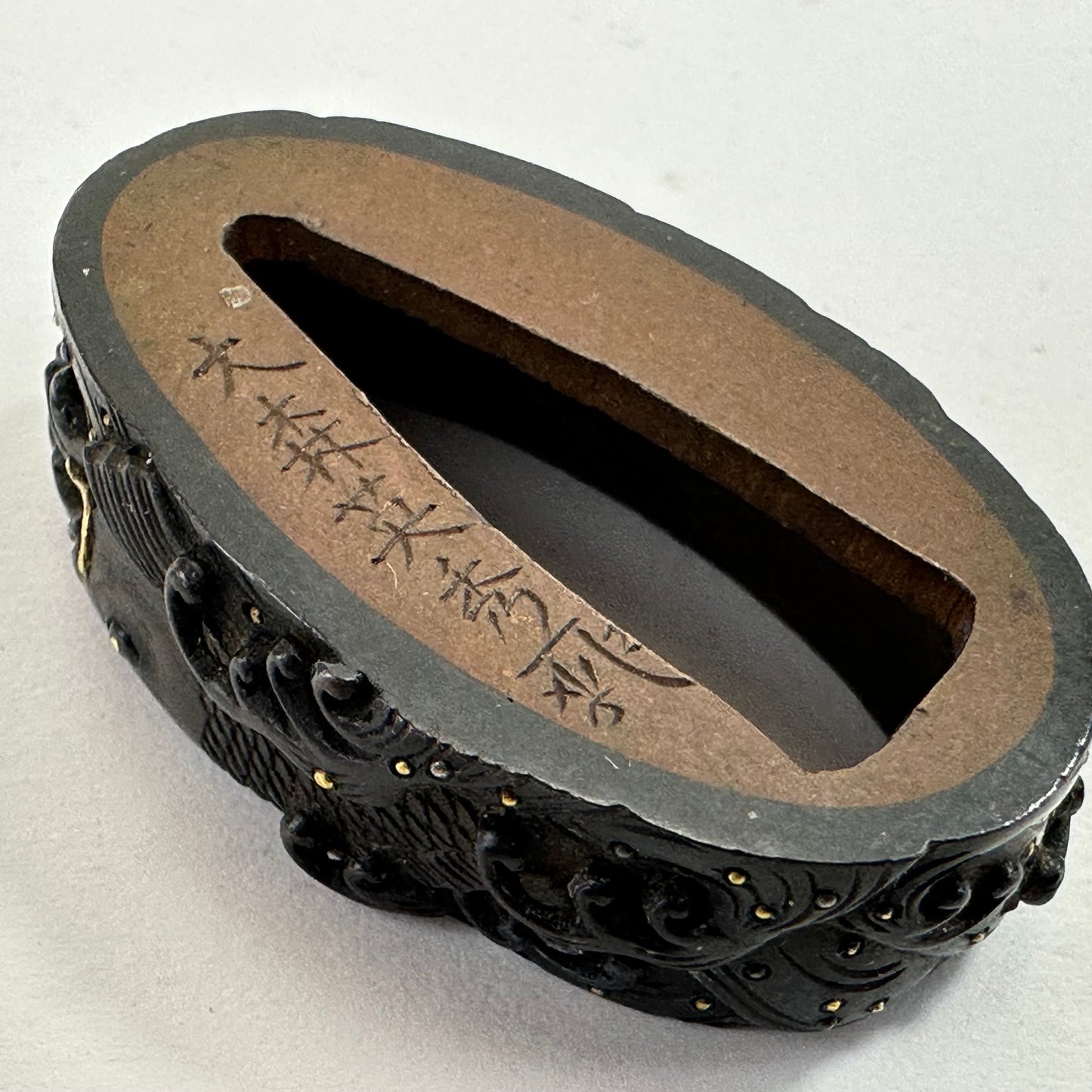 Antique Japanese Edo-Period Sword Katana Fuchi Samurai in Gold on Shakudō