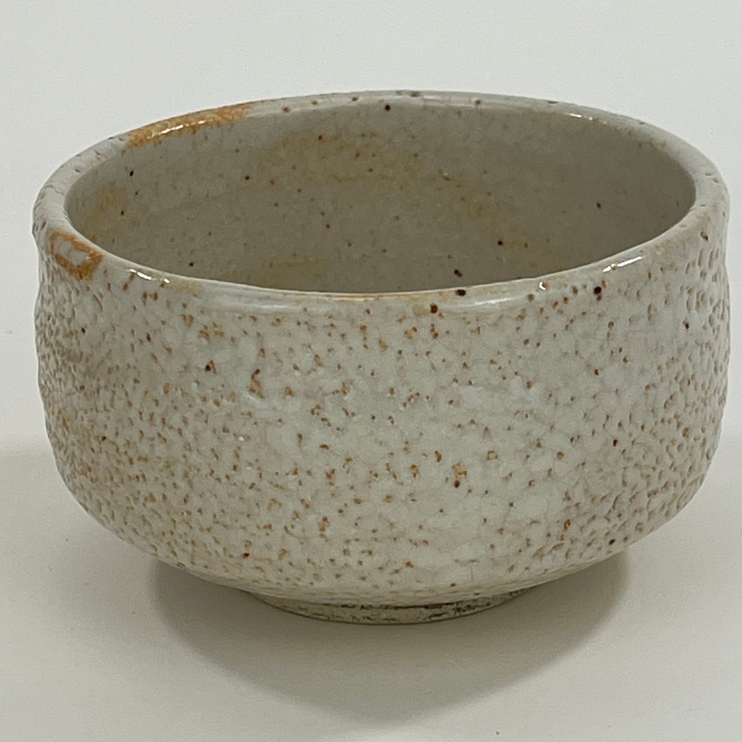 Tea Ceremony Chawan Tea Bowl Rust Plum Blossom Over White Orange-peel Glaze w 5"