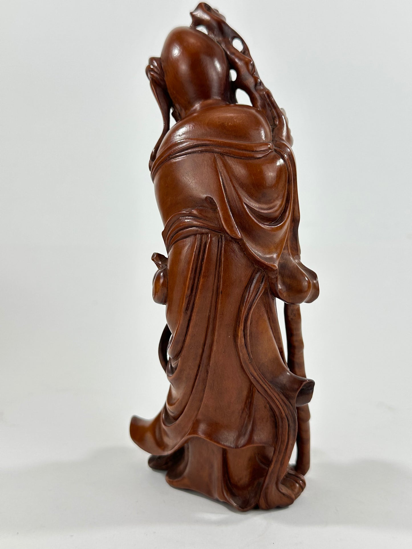 Vintage Chinese Hand-Carved Hardwood Figurine Sculpture Folk Figure 7"H
