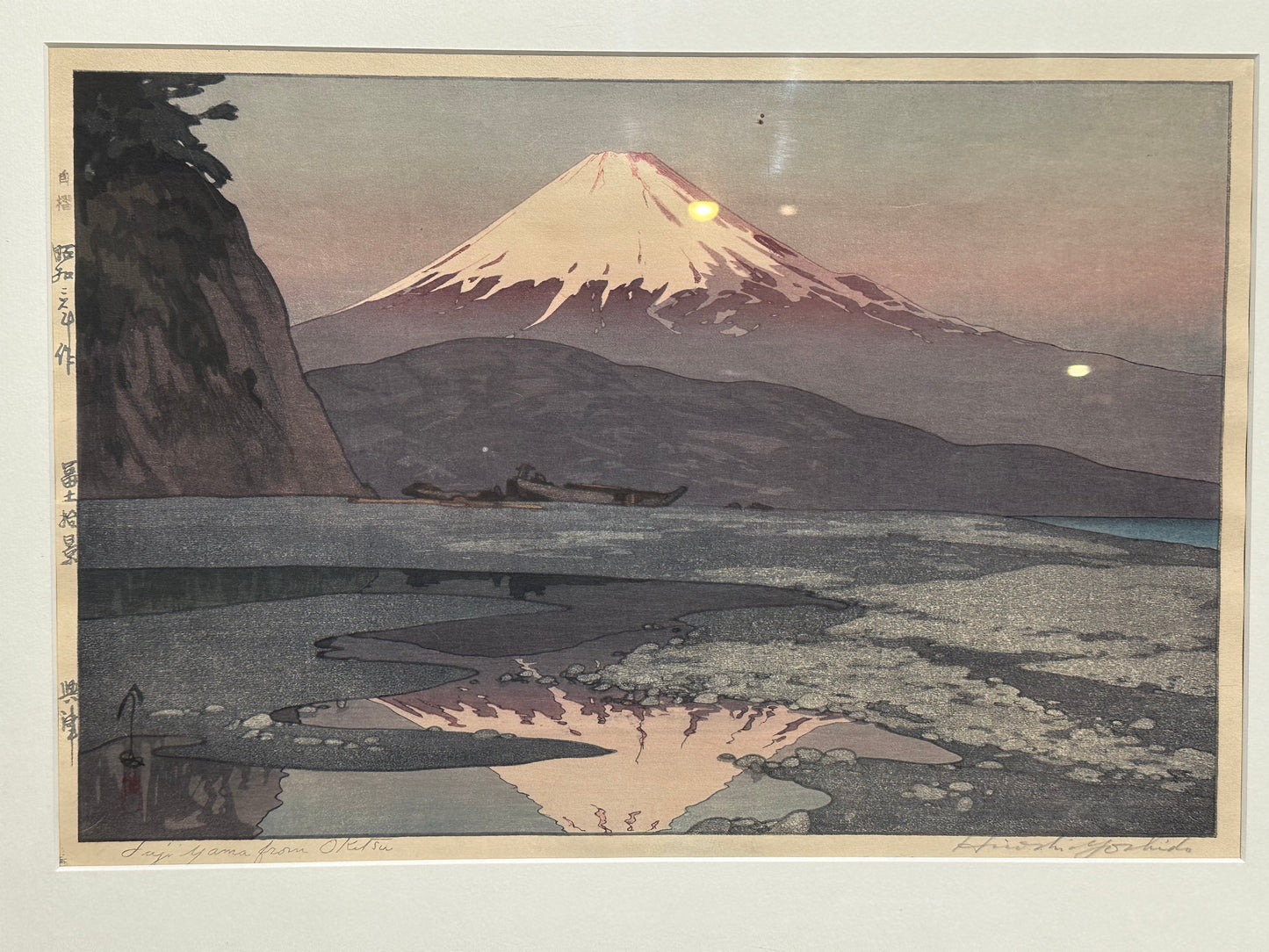 "Fuji Yama from Okitsu" Hiroshi Yoshida Woodblock Print 1928 Signed Original