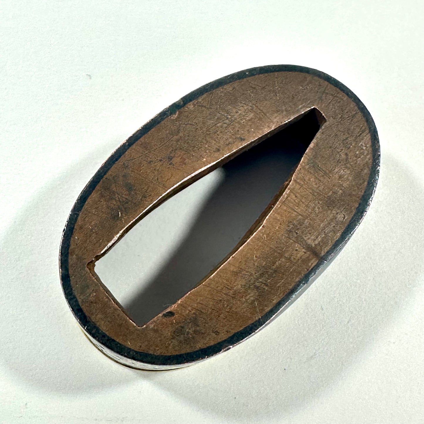 Antique Japanese Katana Fuchi Sword Fitting Iron Copper Mixed Metal Edo to Meiji