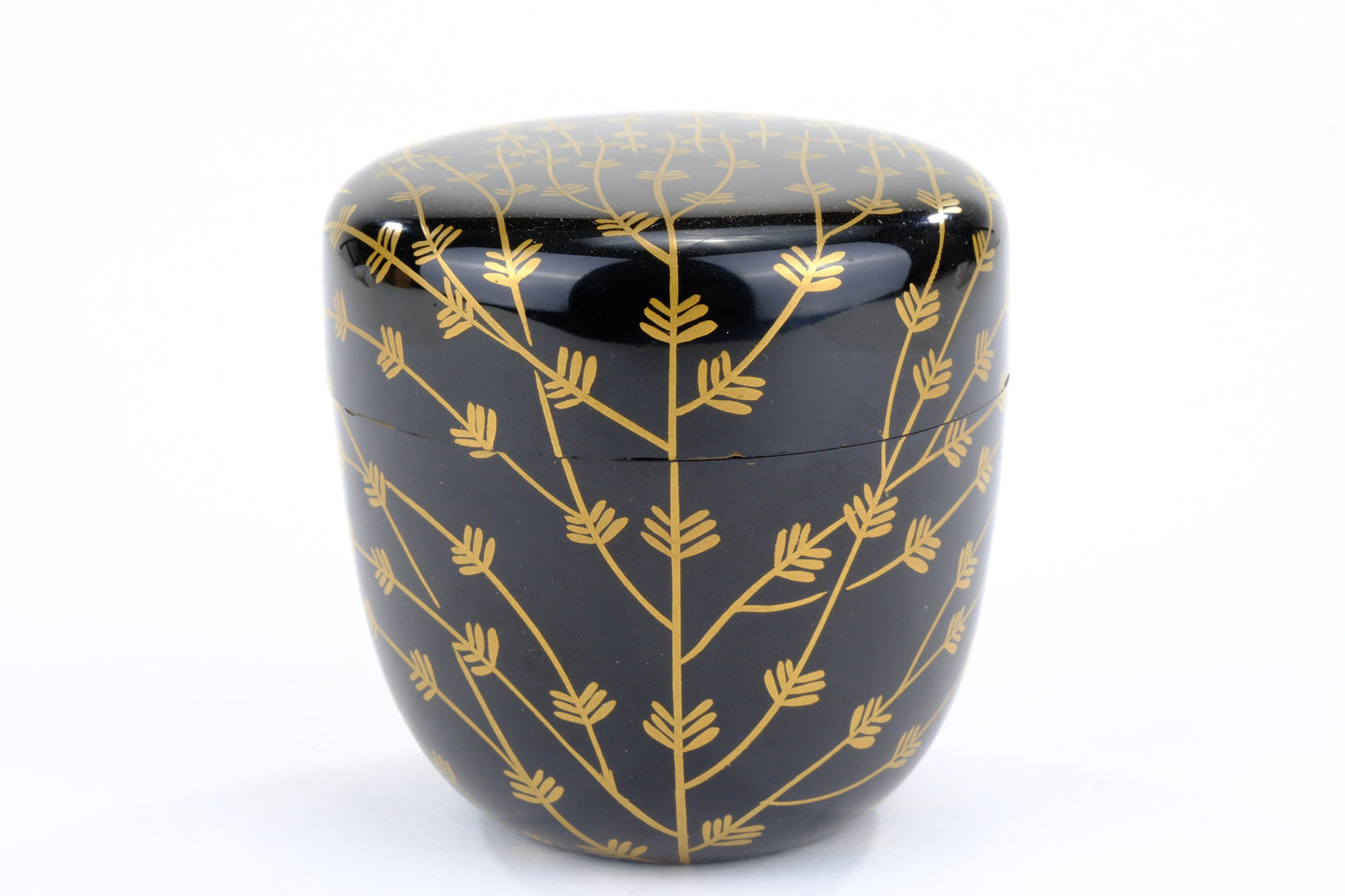 Japanese Tea Ceremony Natsume Black Lacquer Gold Makie Mebari Willow