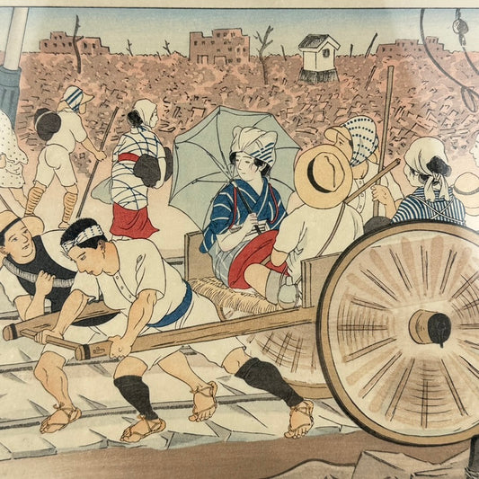 Original Japanese Igawa Sengai Woodblock Print Great Kanto Earthquake Tokyo 1926 11"W LS#031
